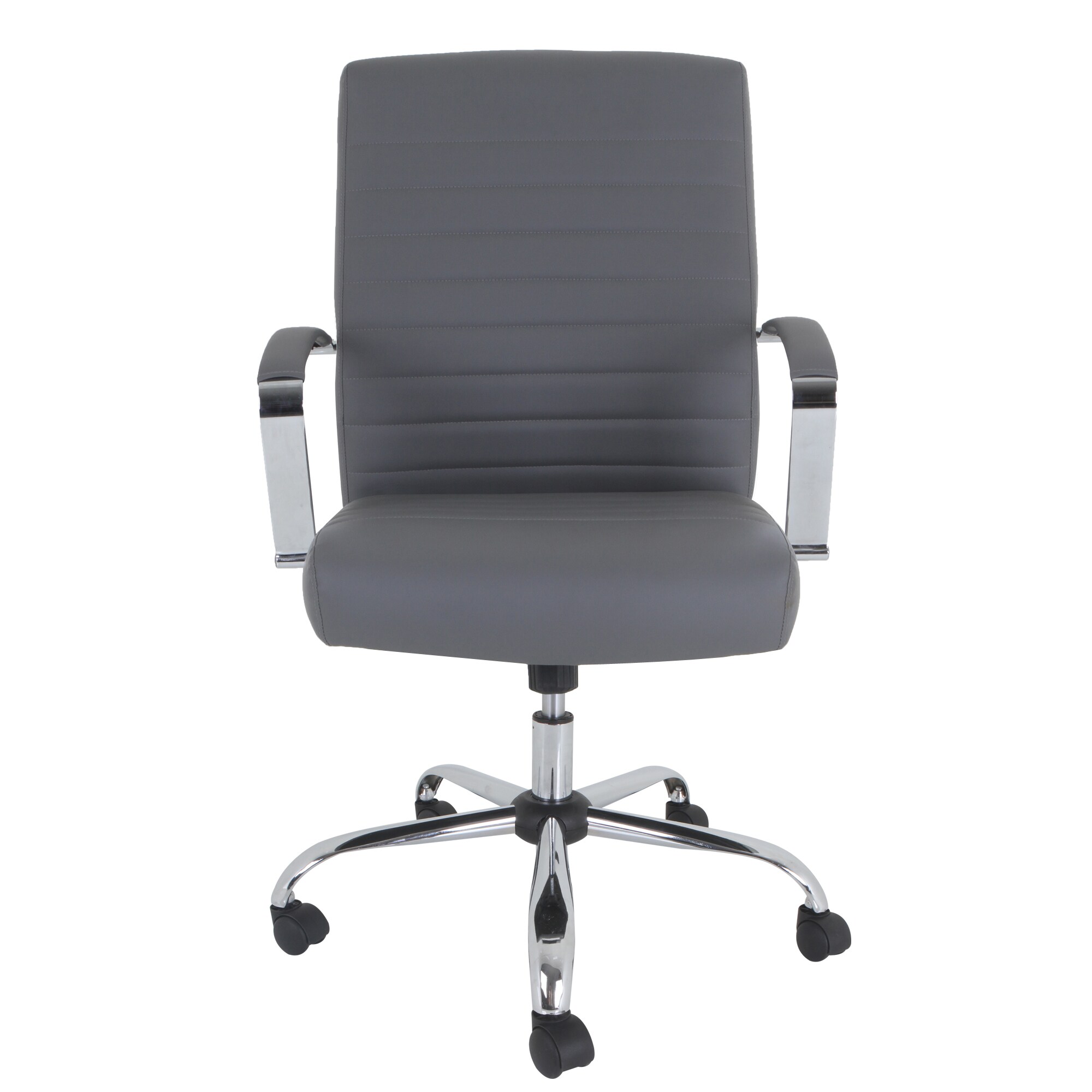 Grand&Eight Drake Gray Contemporary Ergonomic Adjustable Height Swivel Faux  Leather Executive Chair in the Office Chairs department at 