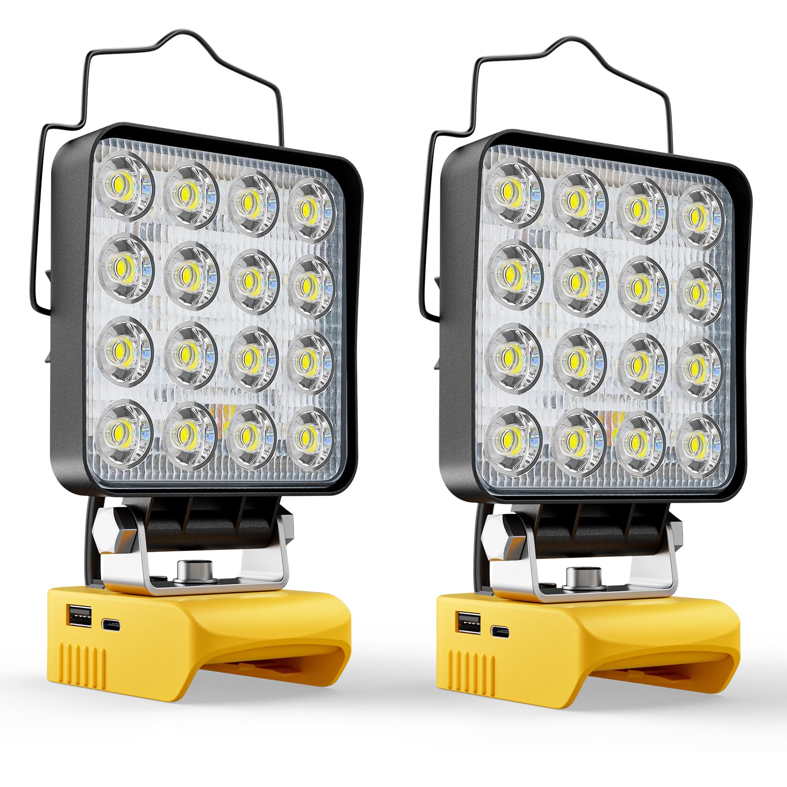 Lukvuzo 2 pcs LED Work Light Compatible with 20V Cordless Tools 112W 11200LM Portable Flood Flashlight USB A USB C Output Adjustable Brightness #LLU0707L118