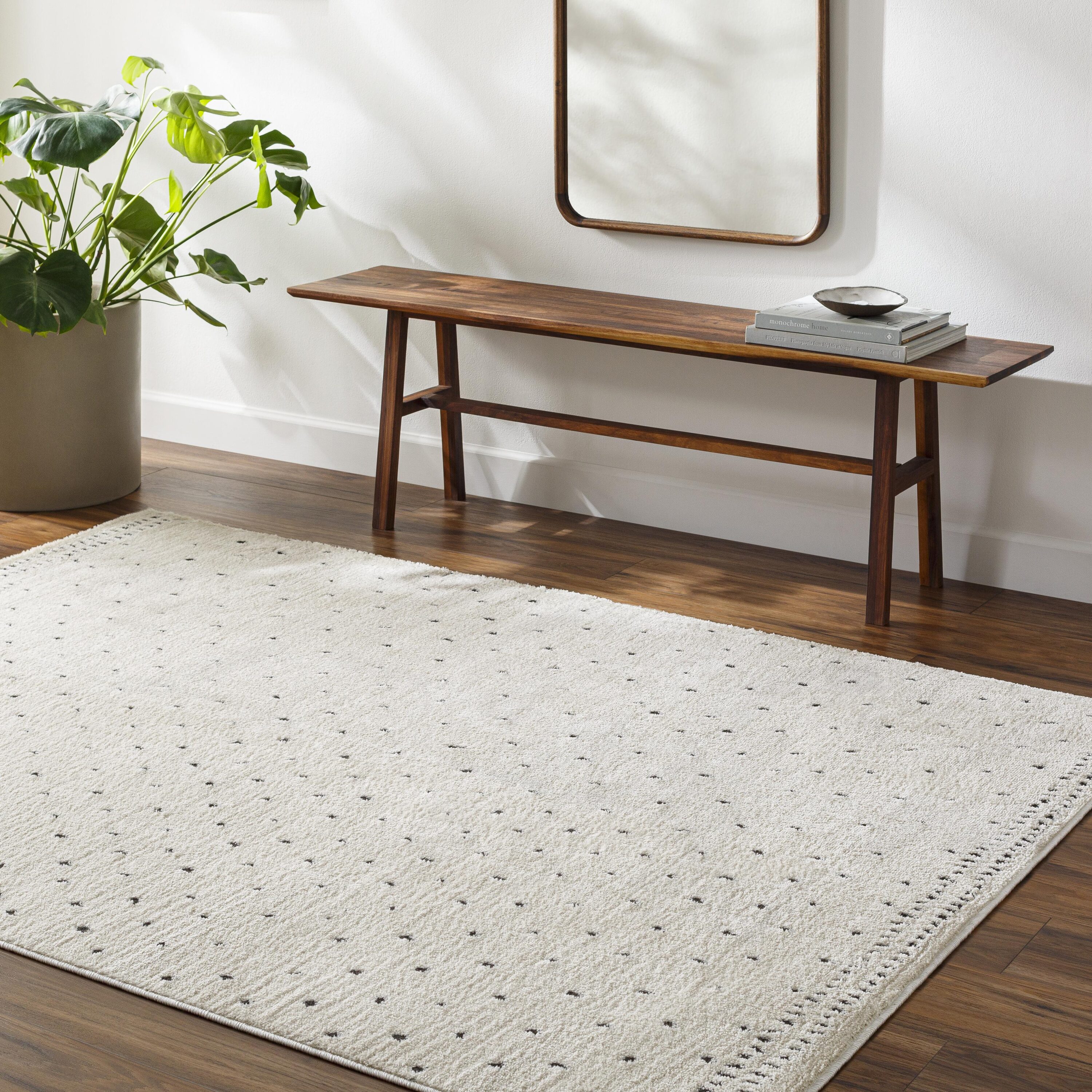 Livabliss FEU2303-537 Freud 5 x 5 (ft) Polyester Ivory, Black Rectangular Outdoor Distressed/Overdyed Farmhouse/Cottage Area rug