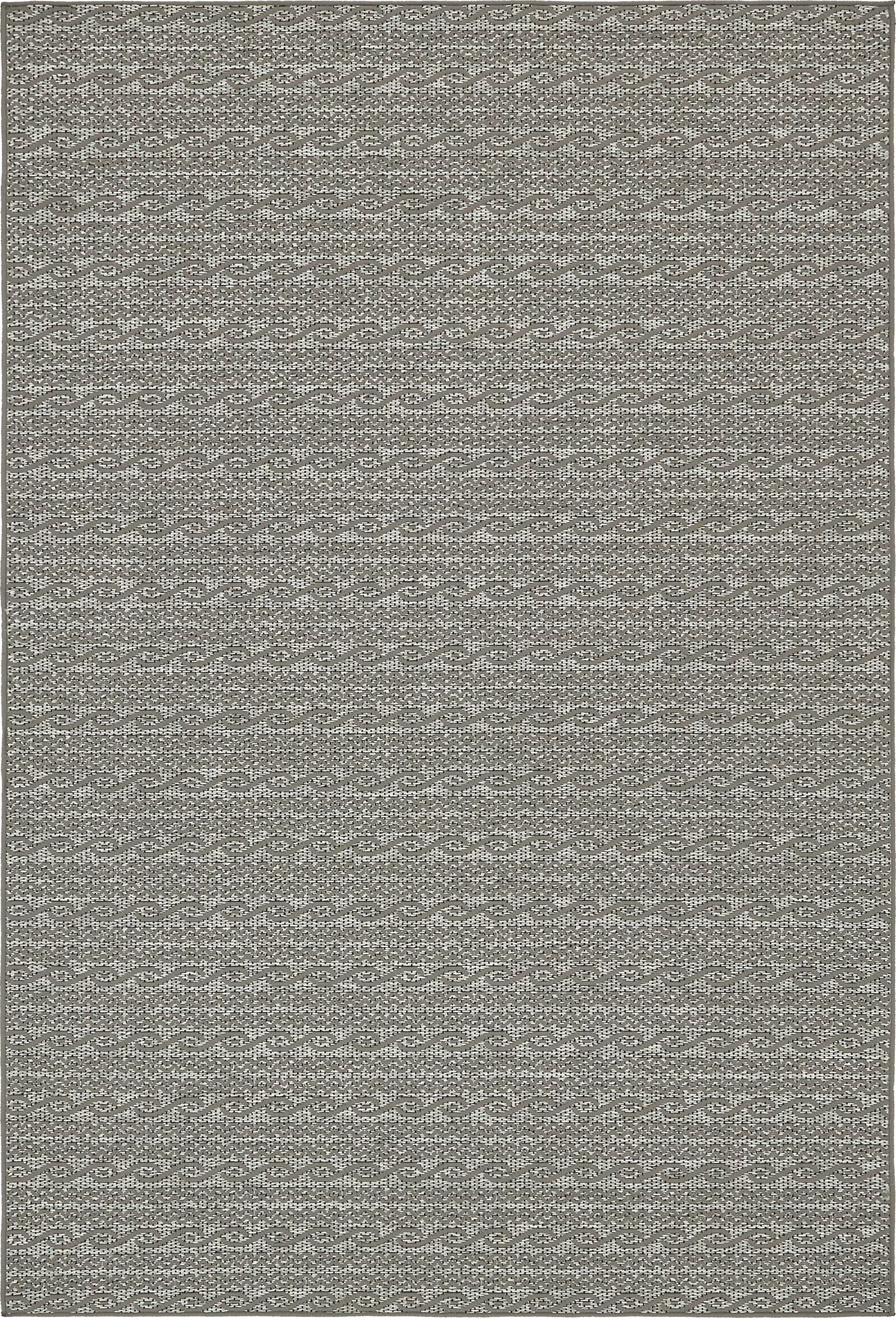 Unique Loom 3140584 Links Outdoor 6 x 9 (ft) Loomed Polypropylene Gray/Light Gray Rectangular Indoor/Outdoor Stripe French Country Area rug