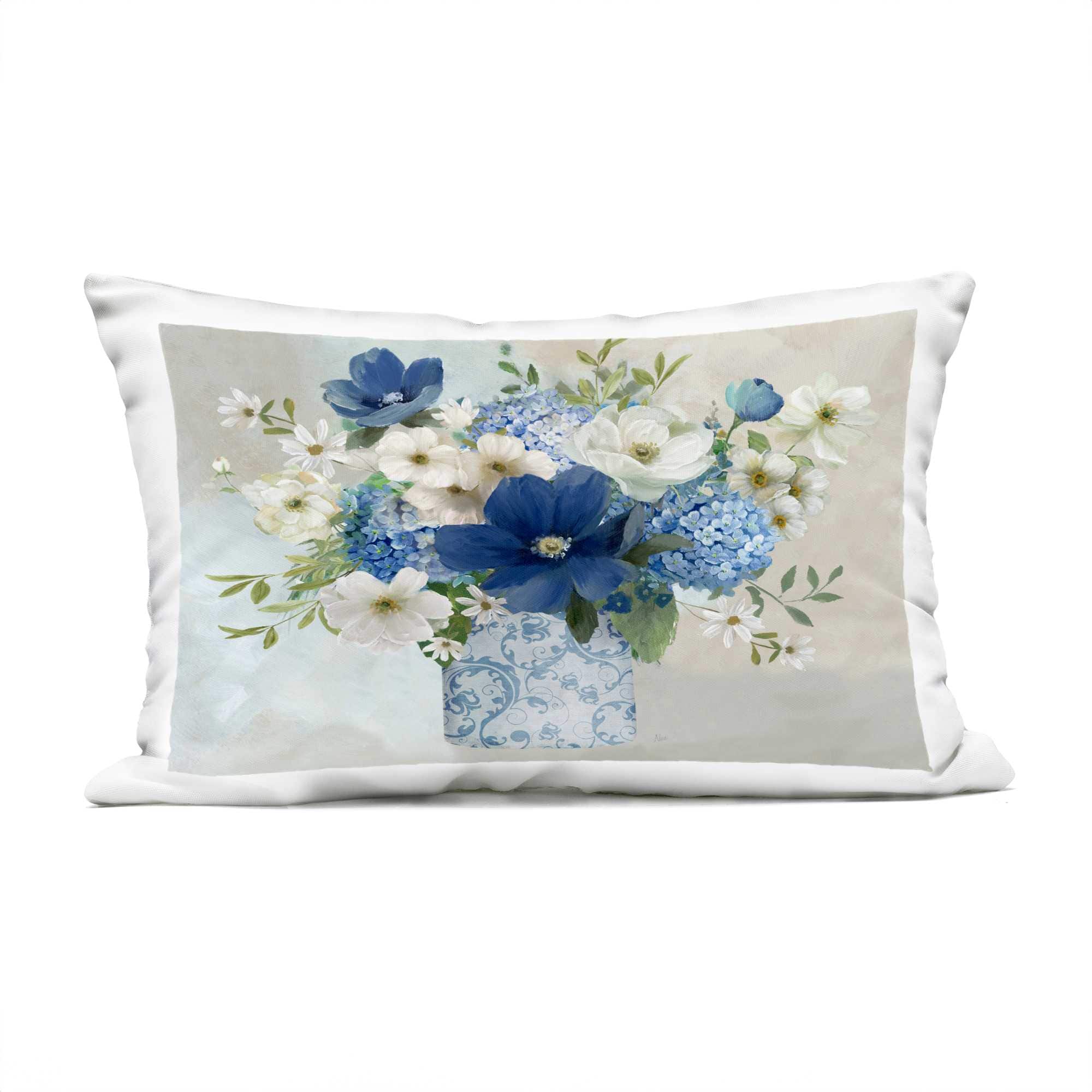 Stupell Industries PLP-224-ORC-14X20 Bouquet in Elegant Patterned Vase Outdoor Printed Pillow design by Nan