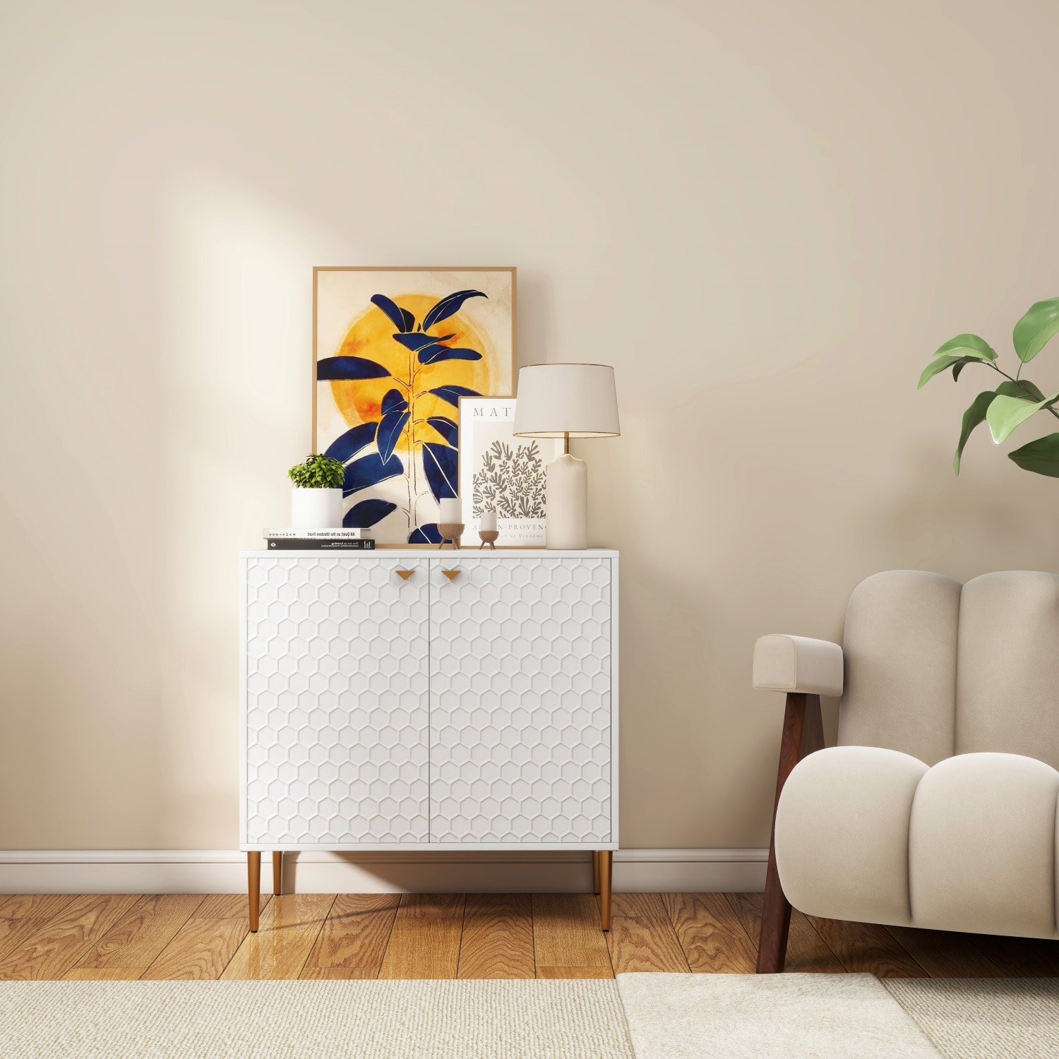 Mondawe MO-JH-001-WH 31.5-in W 2-Door White Accent Cabinet