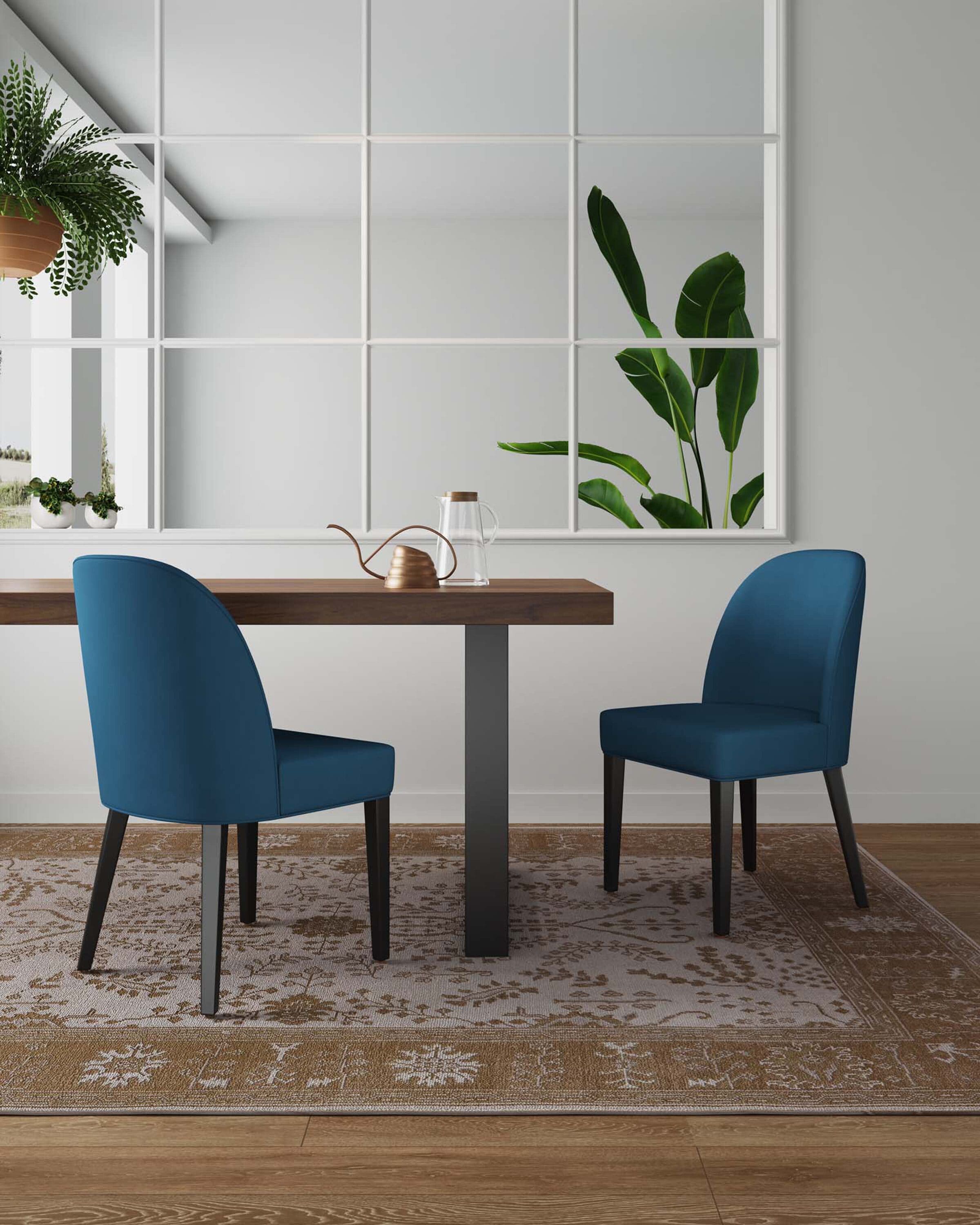 Manhattan Comfort DC087-BL Contemporary/Modern Velvet Upholstered Dining Side Chair (Wood Frame)
