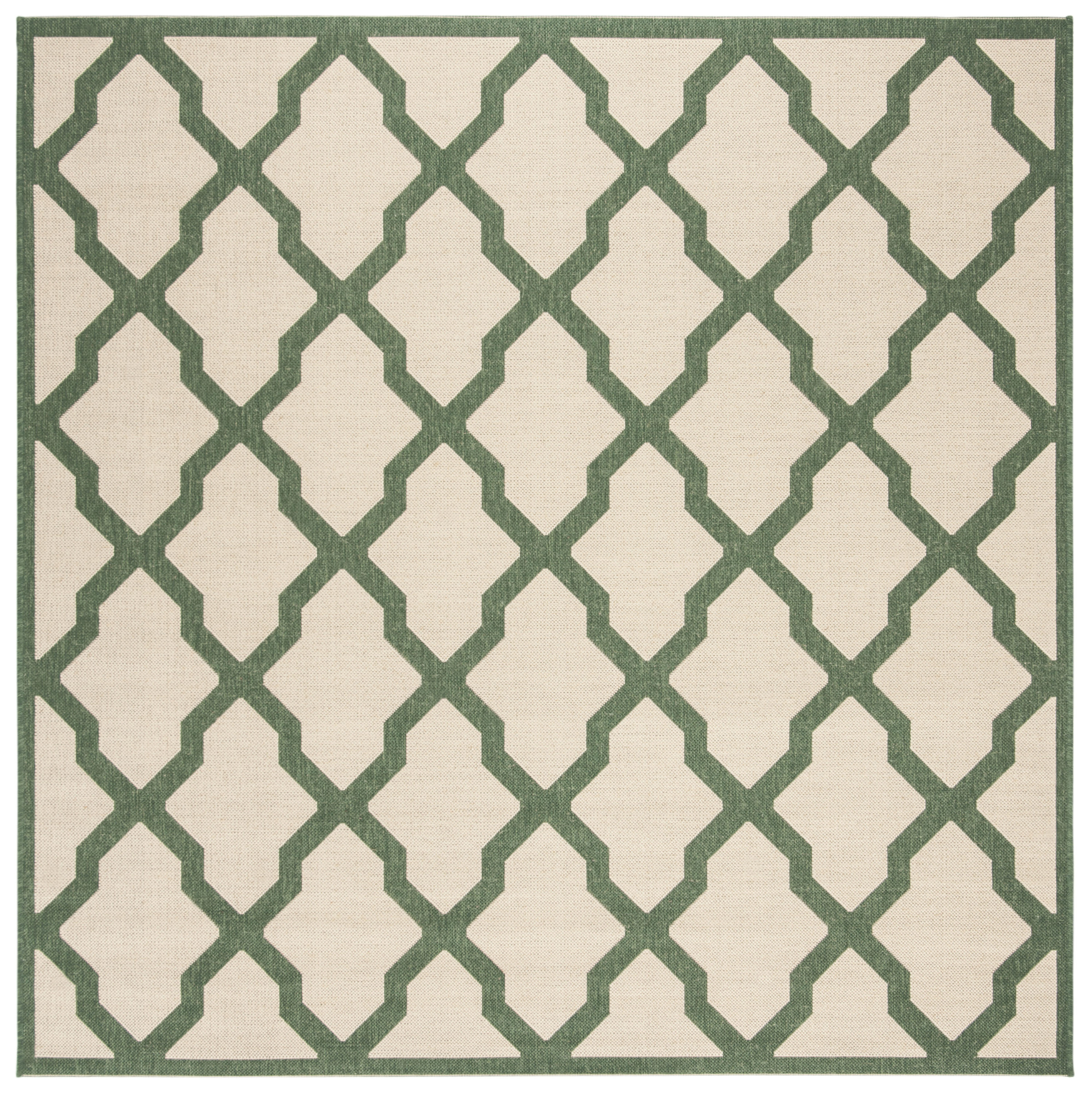 Safavieh LND122W-6SQ Linden Adamantini 7 x 7 (ft) Loomed Polypropylene Cream/Green Square Indoor Trellis Bohemian/Eclectic Area rug