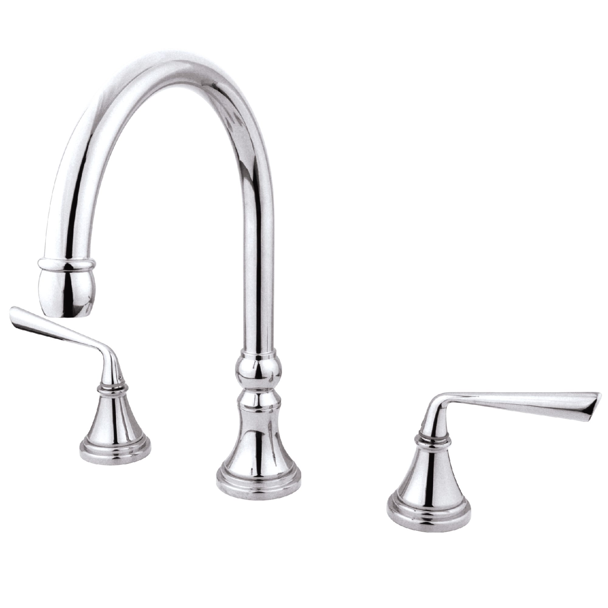 Kingston Brass WLKS2341ZL Silver Sage Polished chrome 2-handle Deck-mount Roman High-arc Bathtub Faucet ( Valve Included )