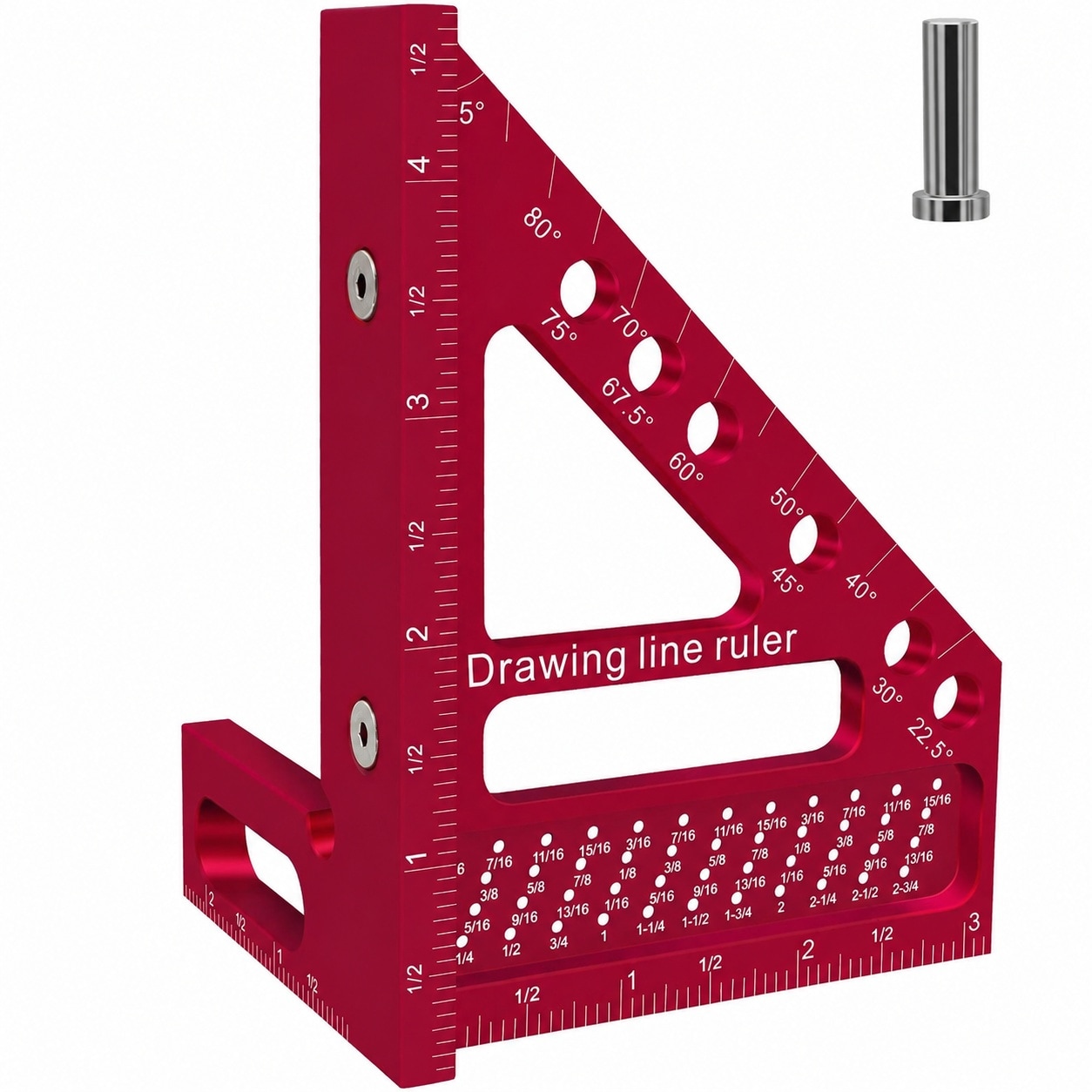 Linder Group Inc Carpenter Square Multi Angle Measuring Ruler Aluminum Alloy Woodworking Square 22 Degree to 90 Degree with Angle Pin Set for Construction #L3QT3NAN
