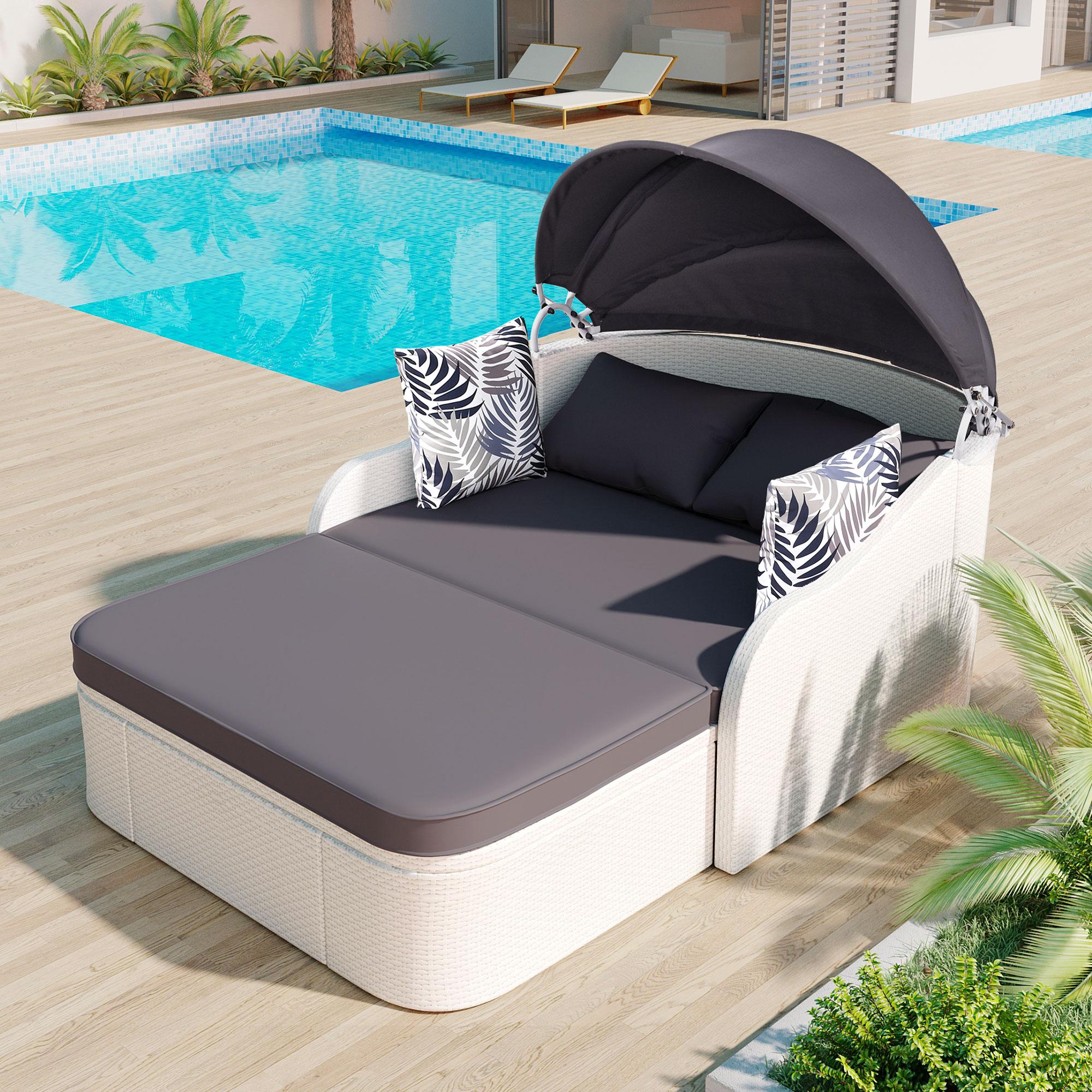 Bayfeve BFG-1223A Wicker Patio Sofa Conversation Set with Gray Cushions