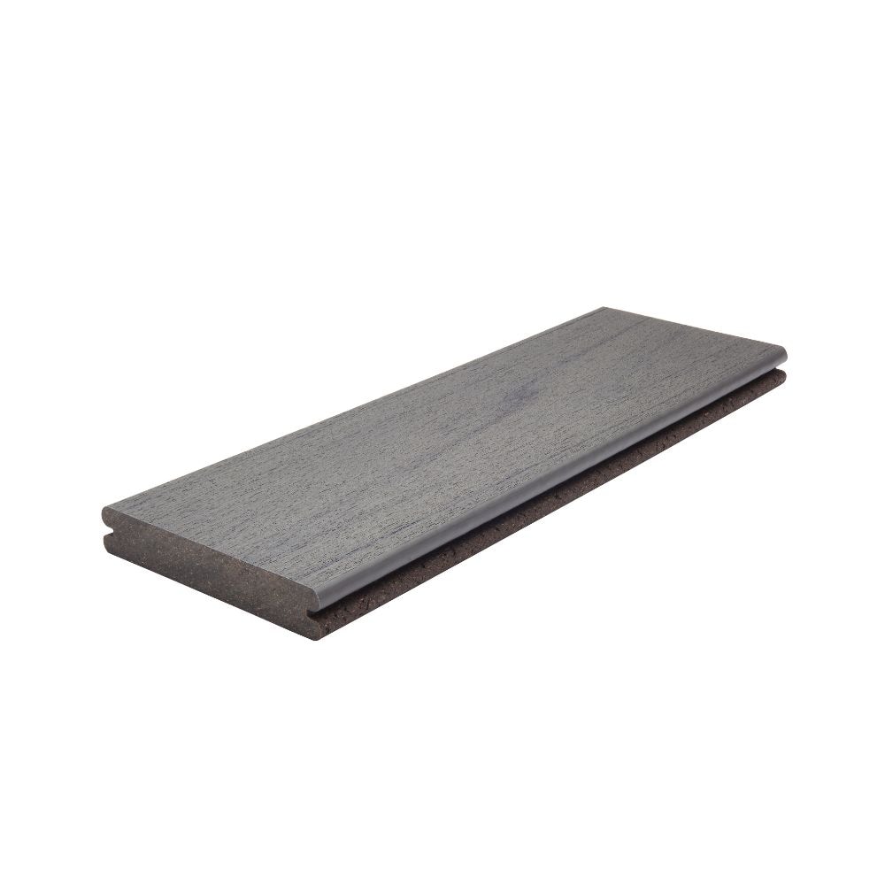 Transcend Lineage 1-in x 6-in x 12-ft Island Mist Grooved Composite Deck Board in Gray | - Trex IM010612TLG01