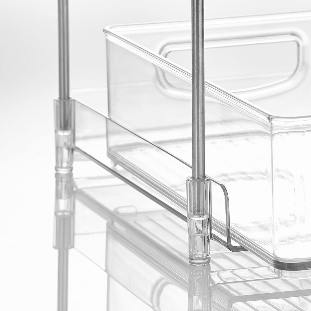 Nate Home by Nate Berkus 2-Tier Sliding Drawer Organizer, Clear/Steel - 10 x 7.05 x 10.23