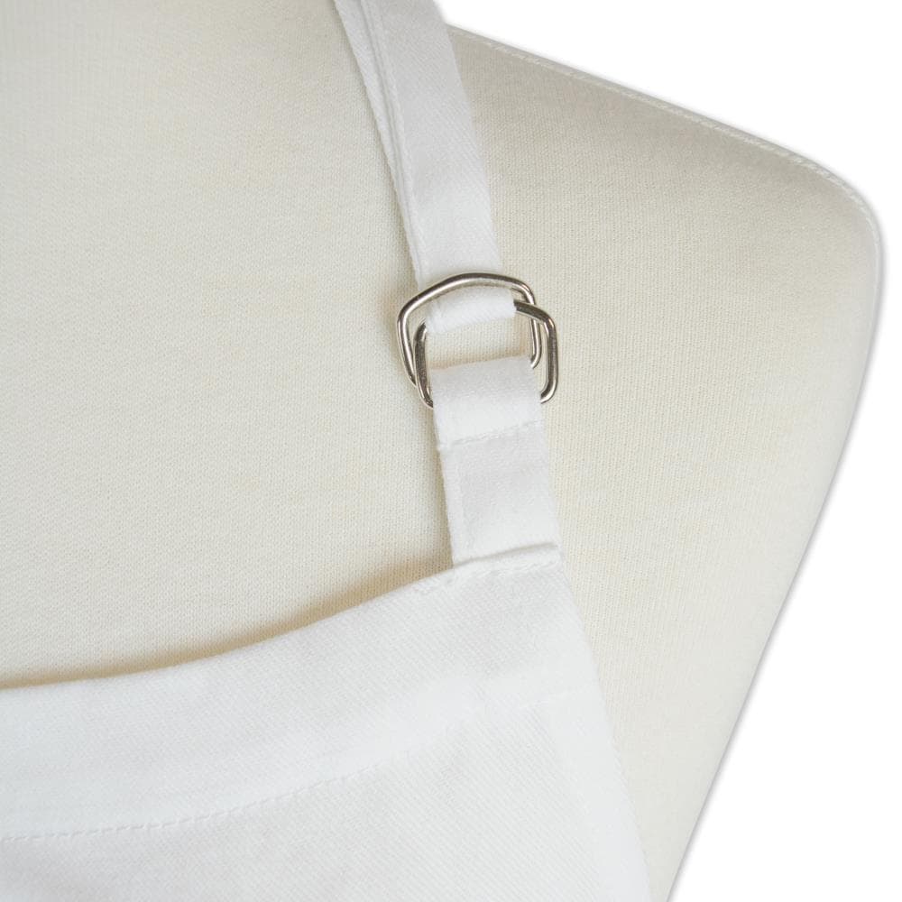 White Cotton Chef Apron with Center Pocket, 32x28"