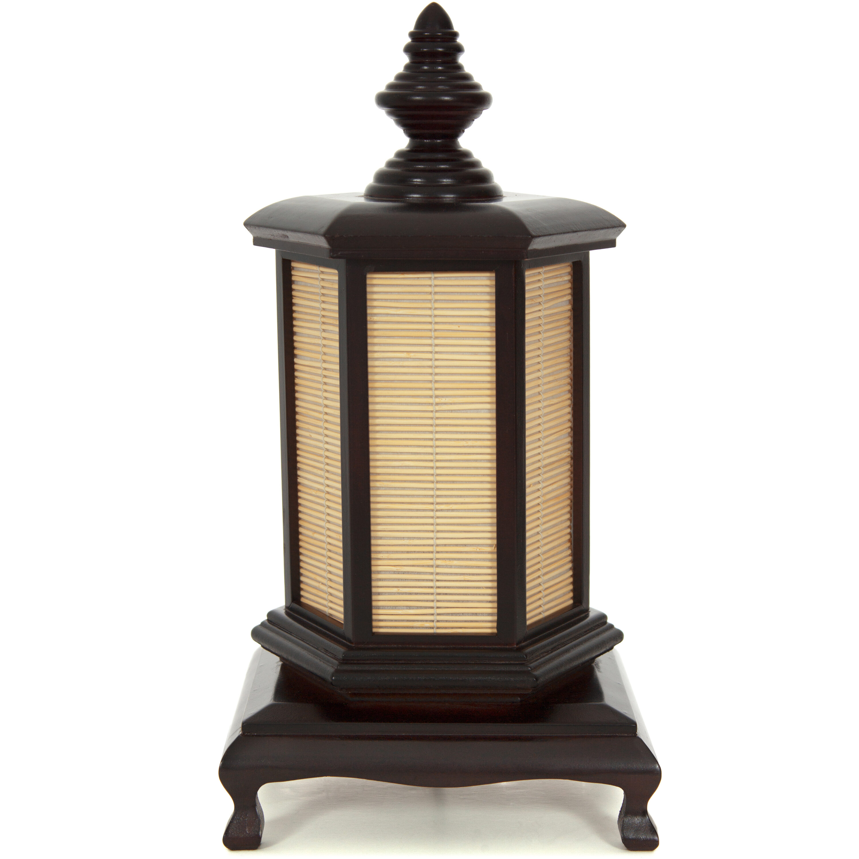 Red Lantern PUGGI-J302 Oriental Furniture 18-in Brown Table Lamp with Paper Shade