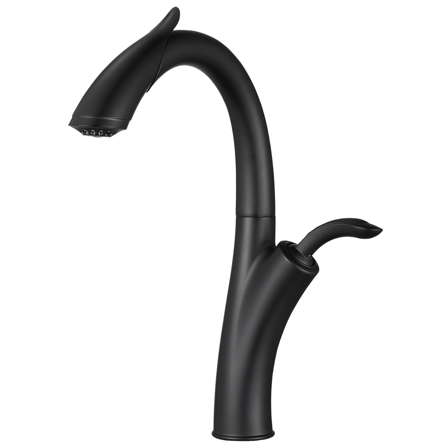 Pouuin SUN200S Ob Matte Black Single Handle Deck-mount Handle Residential Pull-down Kitchen Faucet with Sprayer