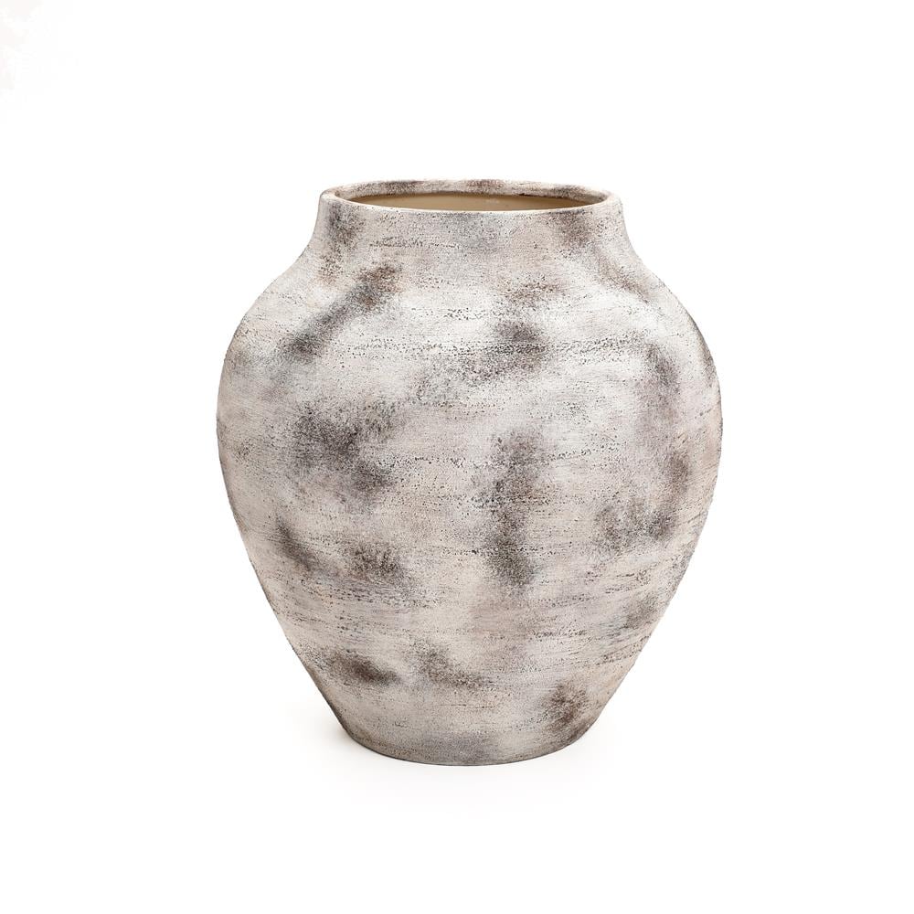 LuxenHome Gray Ceramic Ornate Vase