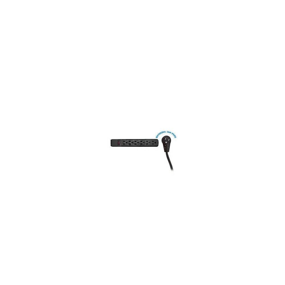 CableWholesale RTL51771 Cable Wholesale Surge Protector, Flat Rotating Plug, 6 Outlet, Black Horizontal Outlets, Plastic, Power Cord 15 foot