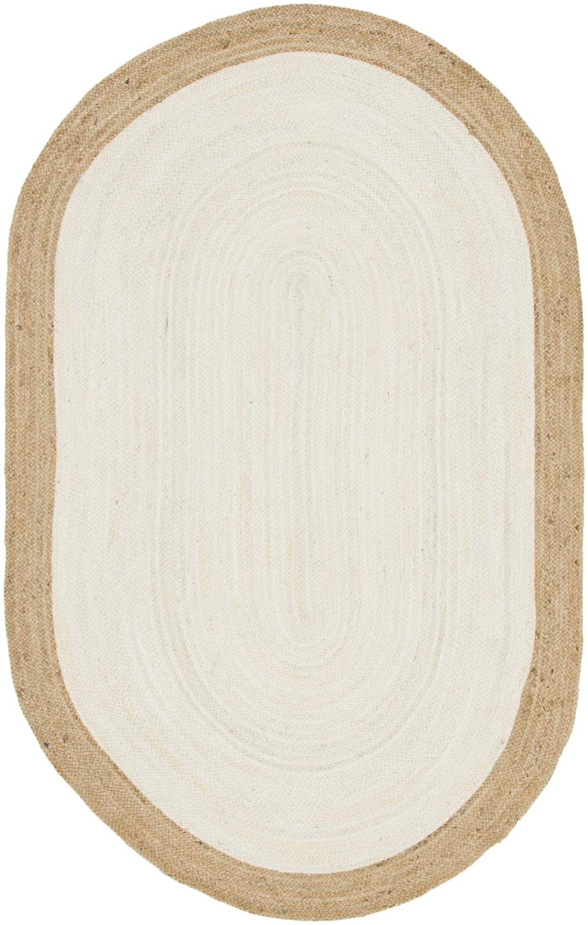 Eco-Friendly Handmade Oval Braided White Jute Rug