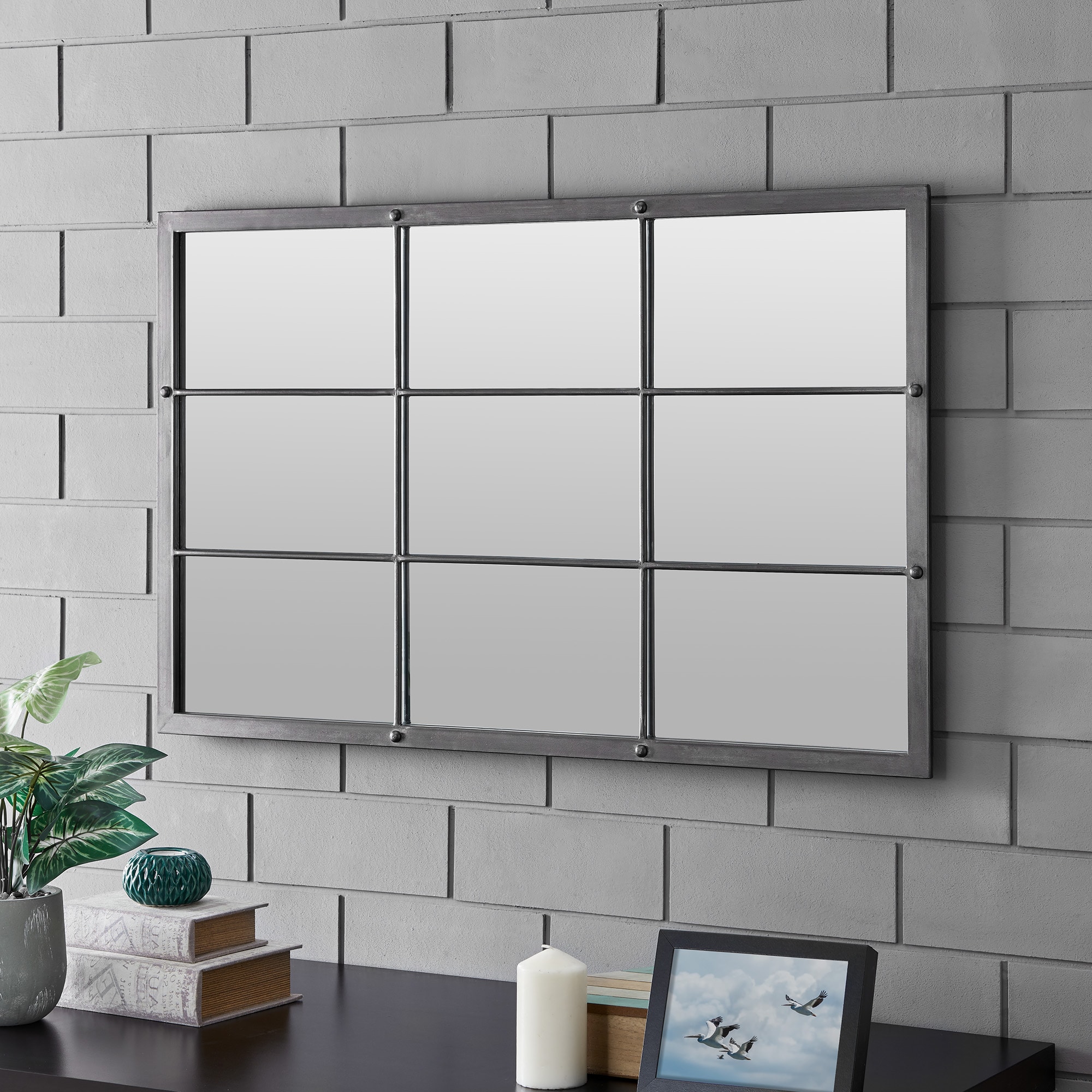 FirsTime 70047  and Co 24-in W x 38-in H Metallic Gray Framed Wall Mirror