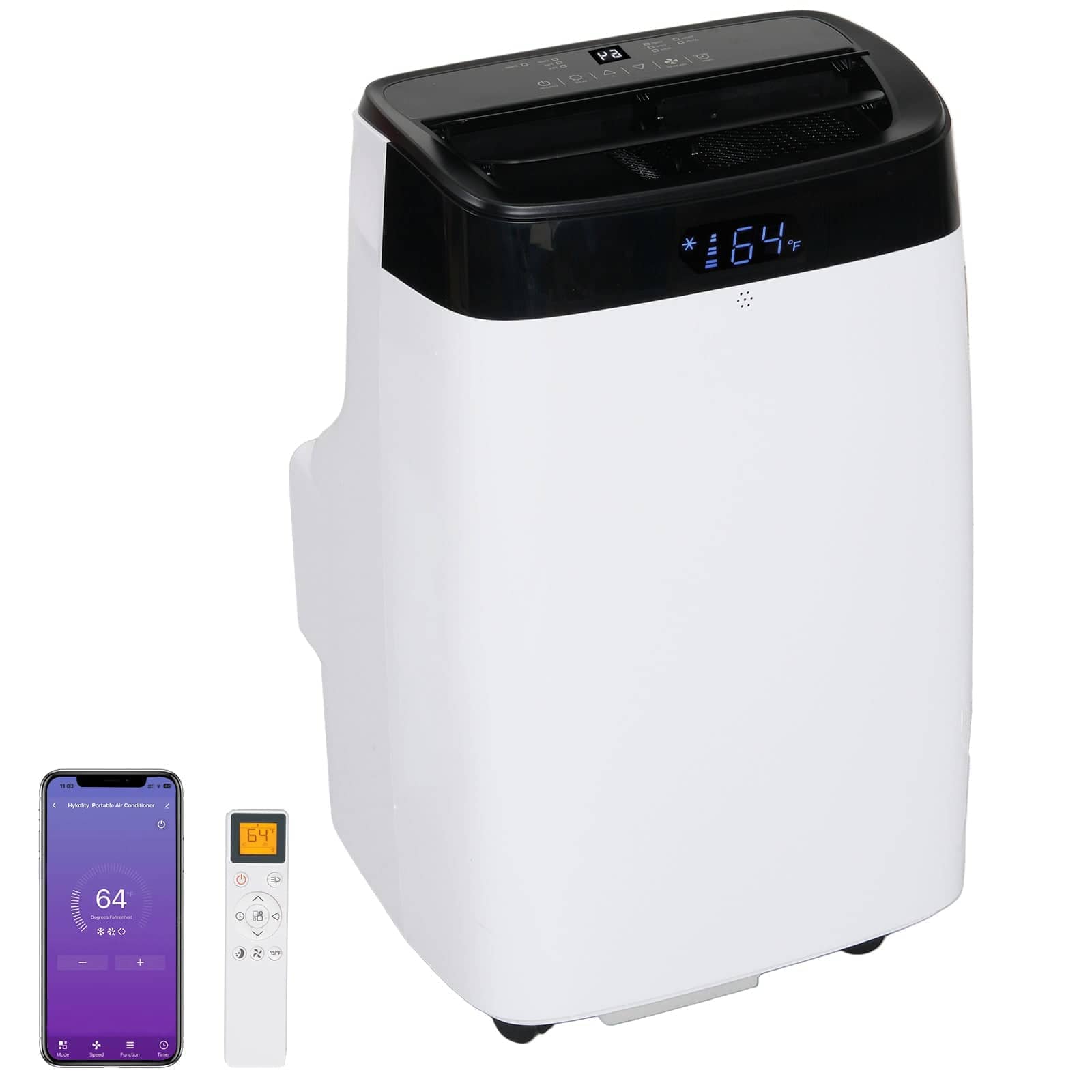 BILT HARD 10000 BTU ASHRAE (6000 BTU DOE) 115-Volt Vented Small Room Smart Portable Air Conditioner with Dehumidifier Drainage-free and Remote Included
