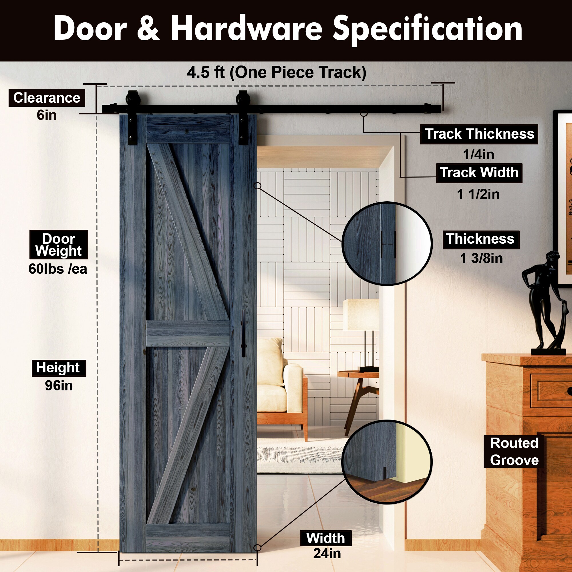 HOMACER YT1TGH054C-2496-K-NA Barn-Doors - View #7