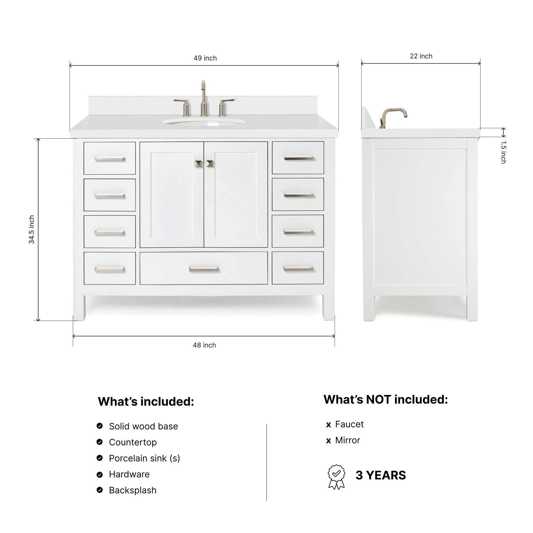 ARIEL A049SWQOVOWHT Bath-Vanity-Combo - View #4