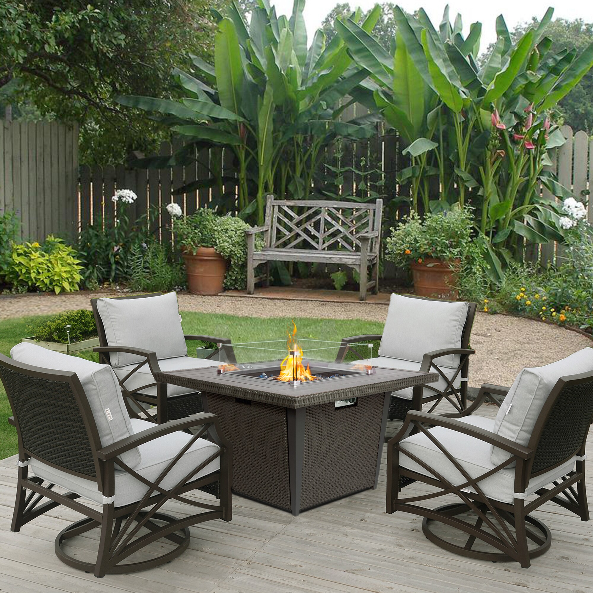 Kinger Home FP-004TGRY-SET-GRY Patio-Conversation-Sets - View #4