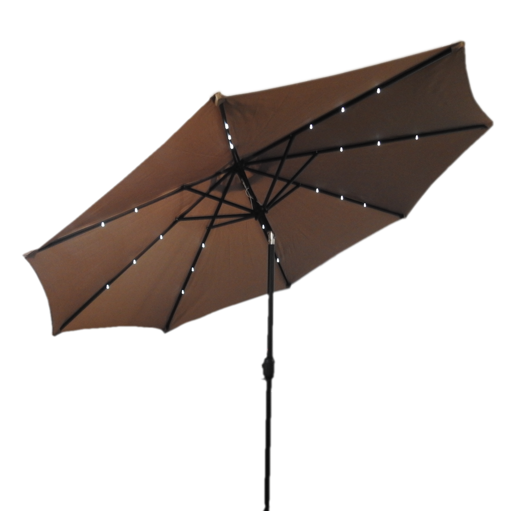 AZ Patio Heaters MK-UMB-T 10-Feet Steel Tan Market Patio Umbrella with Lights and