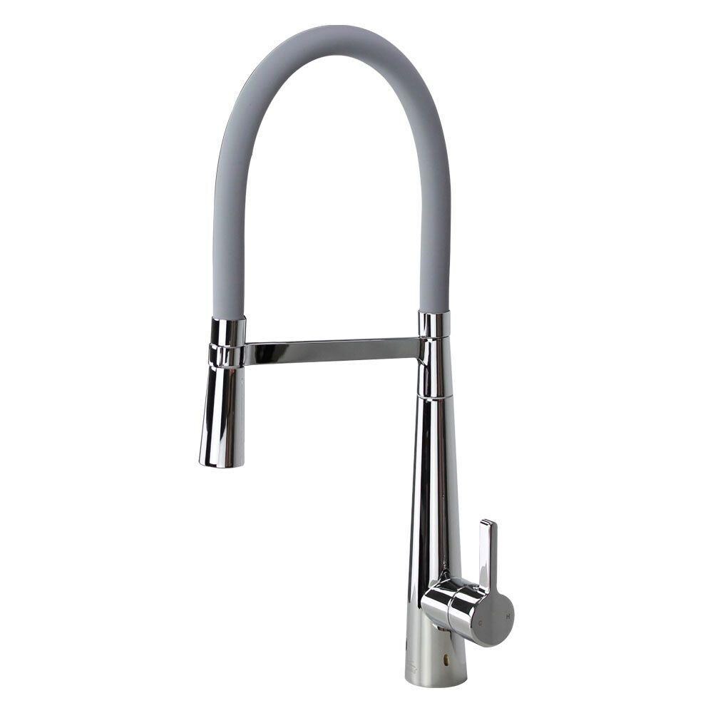 Transolid T3560-PC-GY Bell'arte Polished Chrome/Grey Double Handle Deck-mount Kitchen Faucet with Sprayer