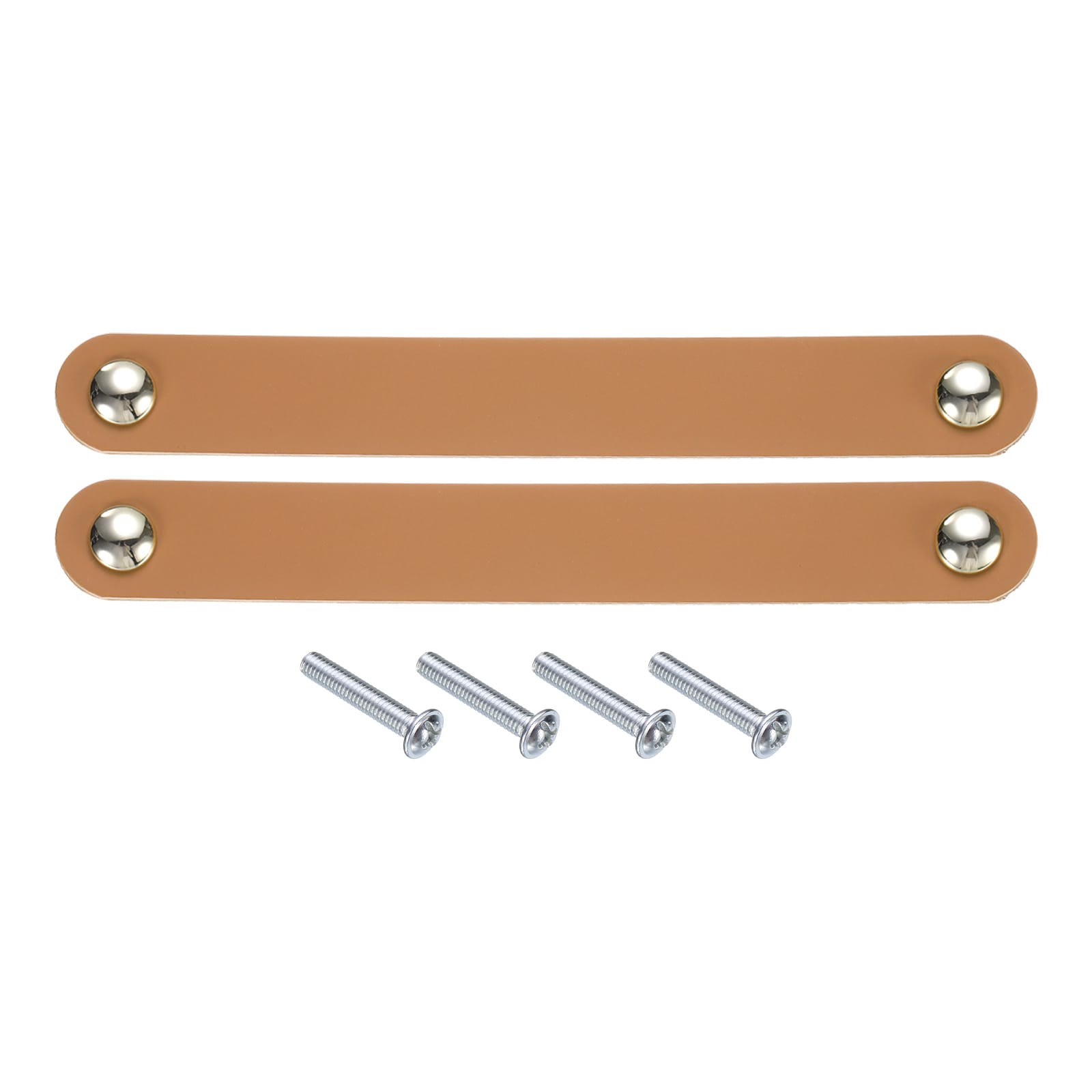 Unique Bargains S25093000UX6257 2pcs Leather Drawer Pulls  Kitchen and Wardrobe Door Knobs Leather Pulls Dresser Handles with Screw for Bathroom Kitchen Bedroom Dresser Cupboard  Light Orange