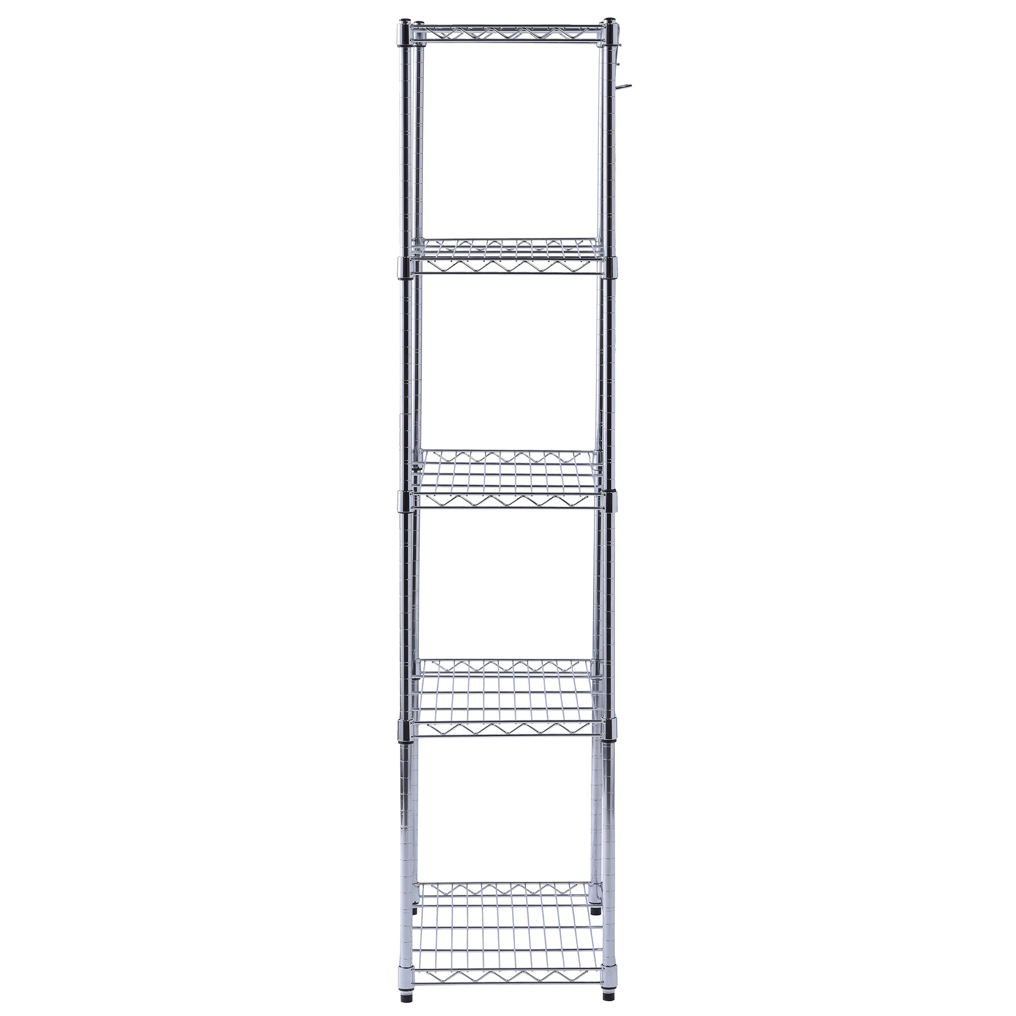 Adjustable Chrome 5-Tier Wire Shelving Unit for Kitchen and Garage