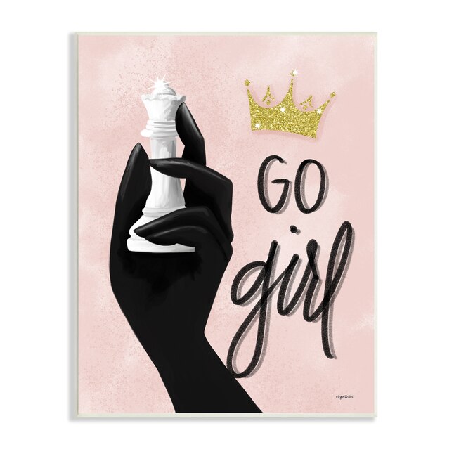 Stupell Industries Go Girl Phrase Sparkle Crown Queen Chess Piece Kyra