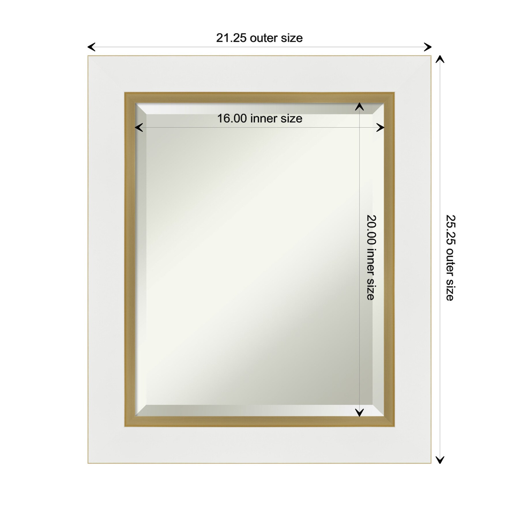 Eva White and Gold Rectangular Wall Mirror