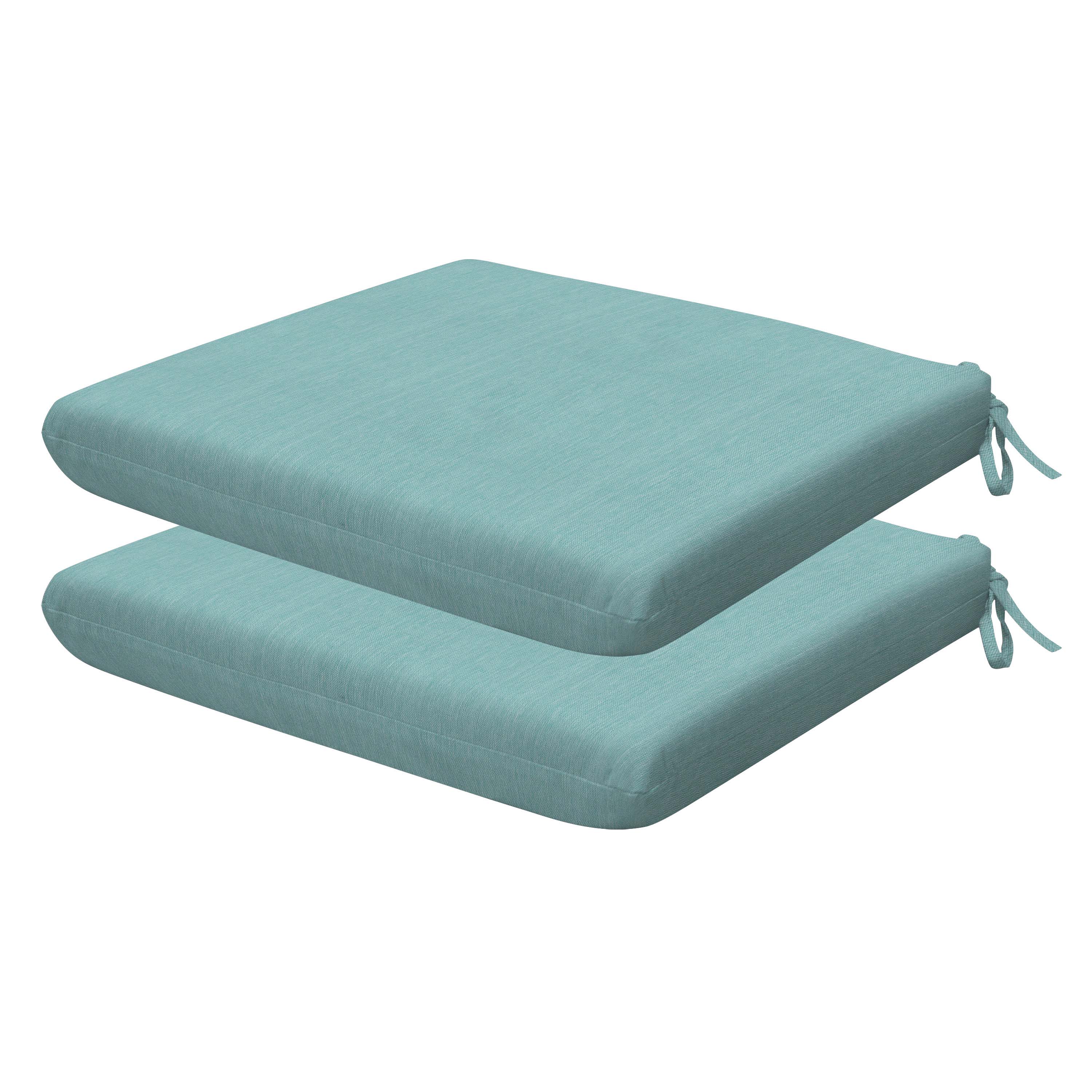 3i Products 21313S-201A171 17.5-in x 18-in 2 -Piece Textured Solid Coastal Blue Patio chair cushion