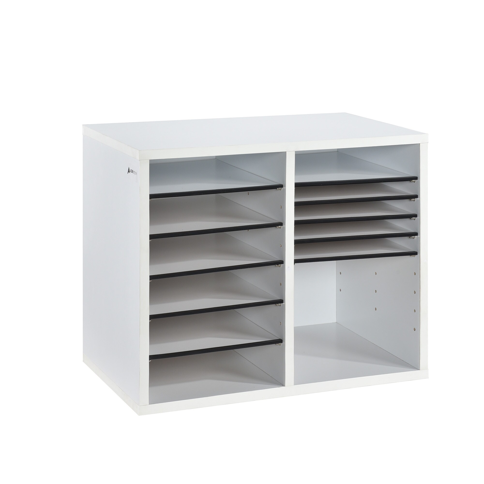 White Medium-Density Fiberboard Adjustable 12 Compartment Organizer