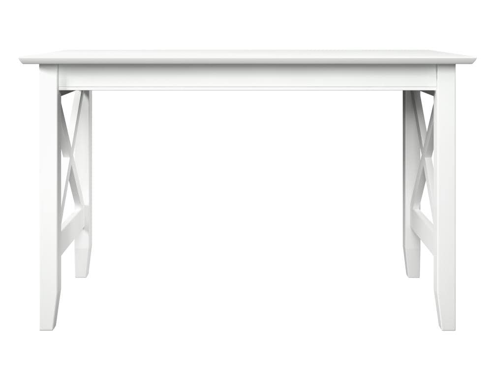 Crossed Design Solid Hardwood White Writing Desk with Drawer