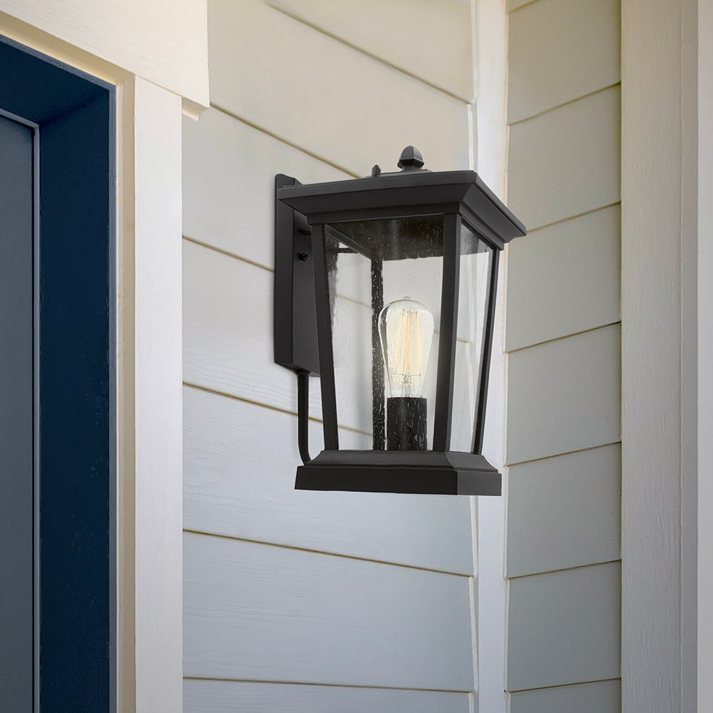 Maxxima MEL-7130W 1 -Light 14.6-in H Black Hardwired Outdoor Wall Light