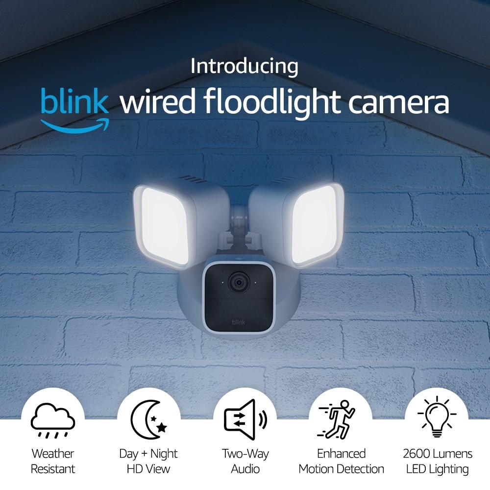 Blink Outdoor Wired 1080p Security Camera with Floodlight White