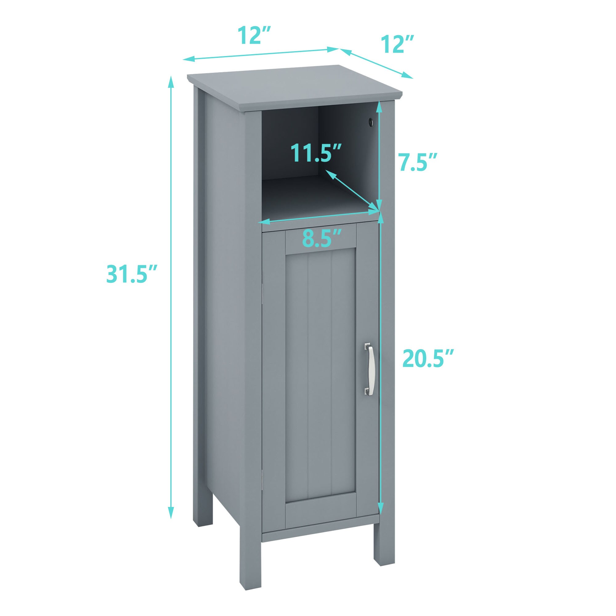 WELLFOR 12-in x 31.5-in x 12-in White Freestanding Corner Linen Cabinet
