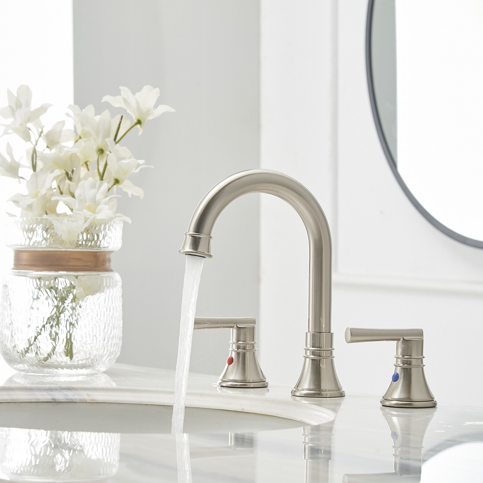 Elegant Brushed Nickel Widespread 2-Handle Bathroom Faucet