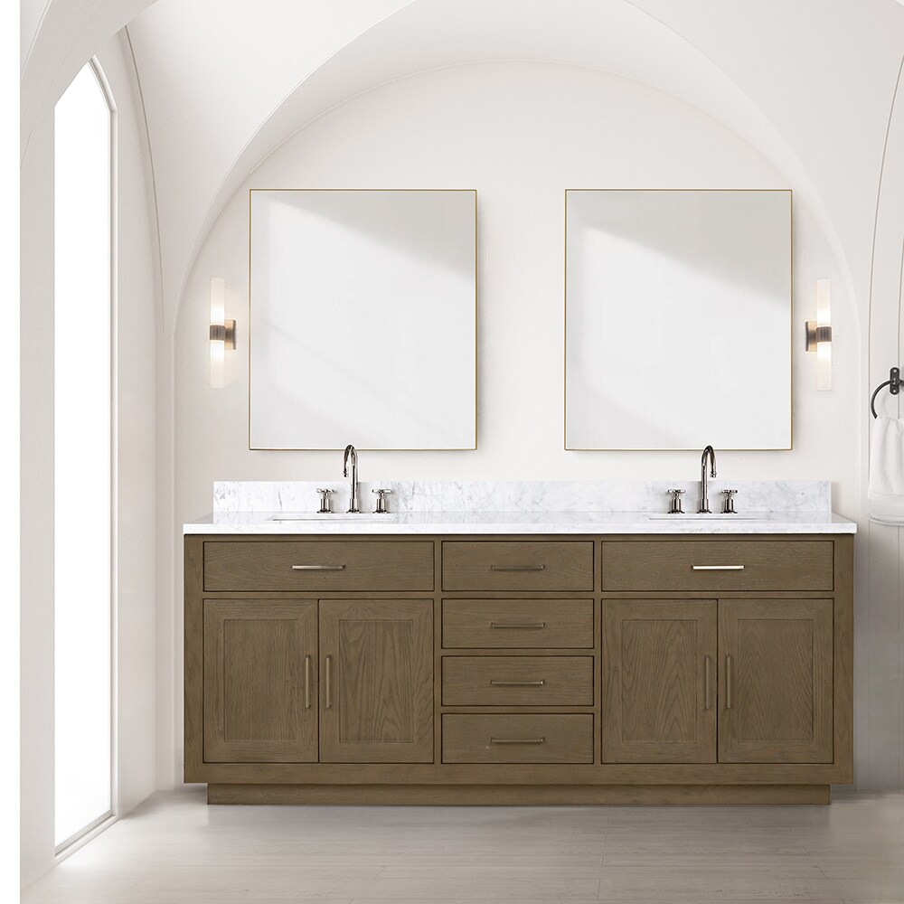 Lexora Gilroy 80-in Grey Oak Undermount Double Sink Bathroom Vanity with  White Marble Top in the Bathroom Vanities with Tops department at