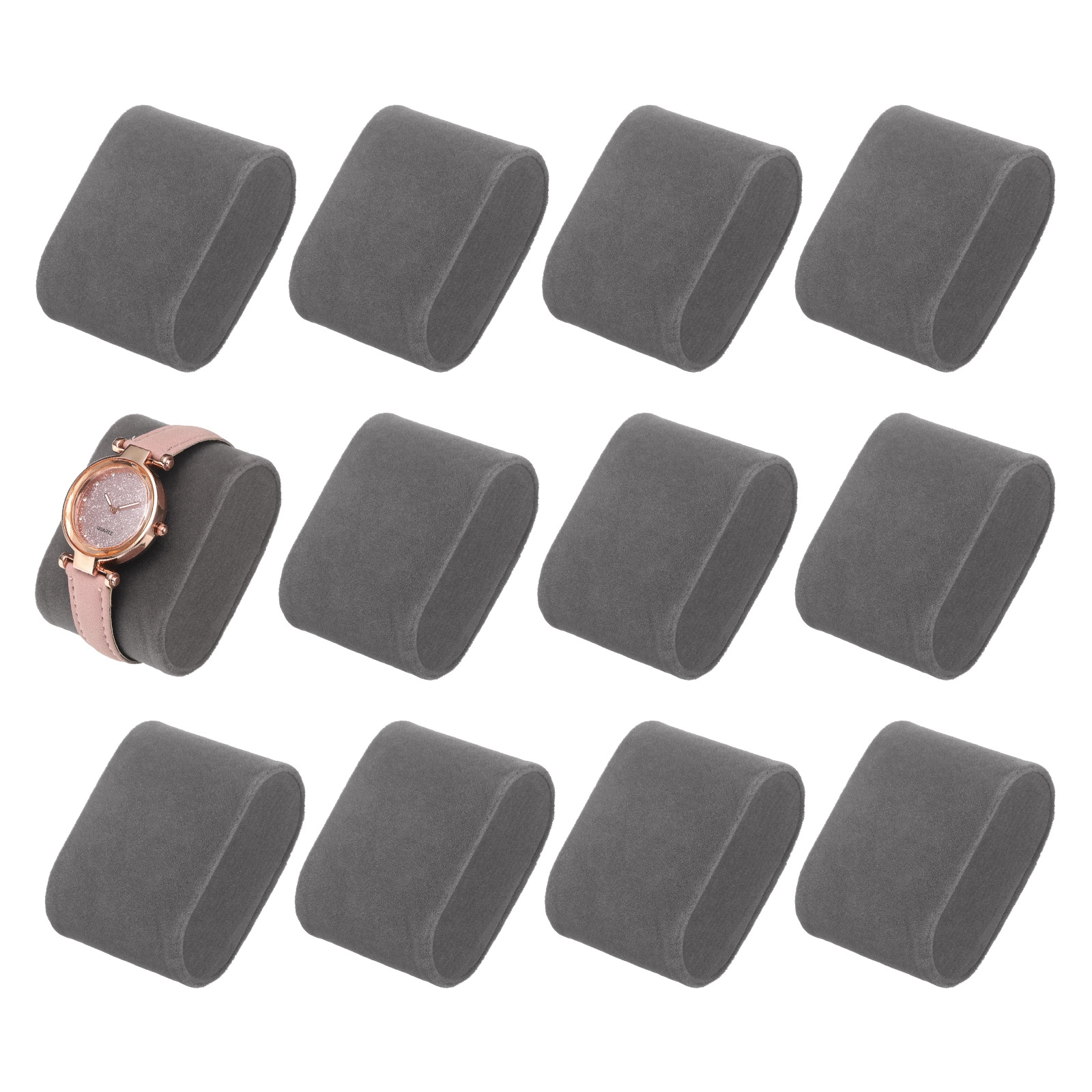 Unique Bargains 12pcs Bracelet Watch Pillow Velvet Jewelry Display Pillows Cushion Pad Watch Storage Pillow for Watch Box Grey
