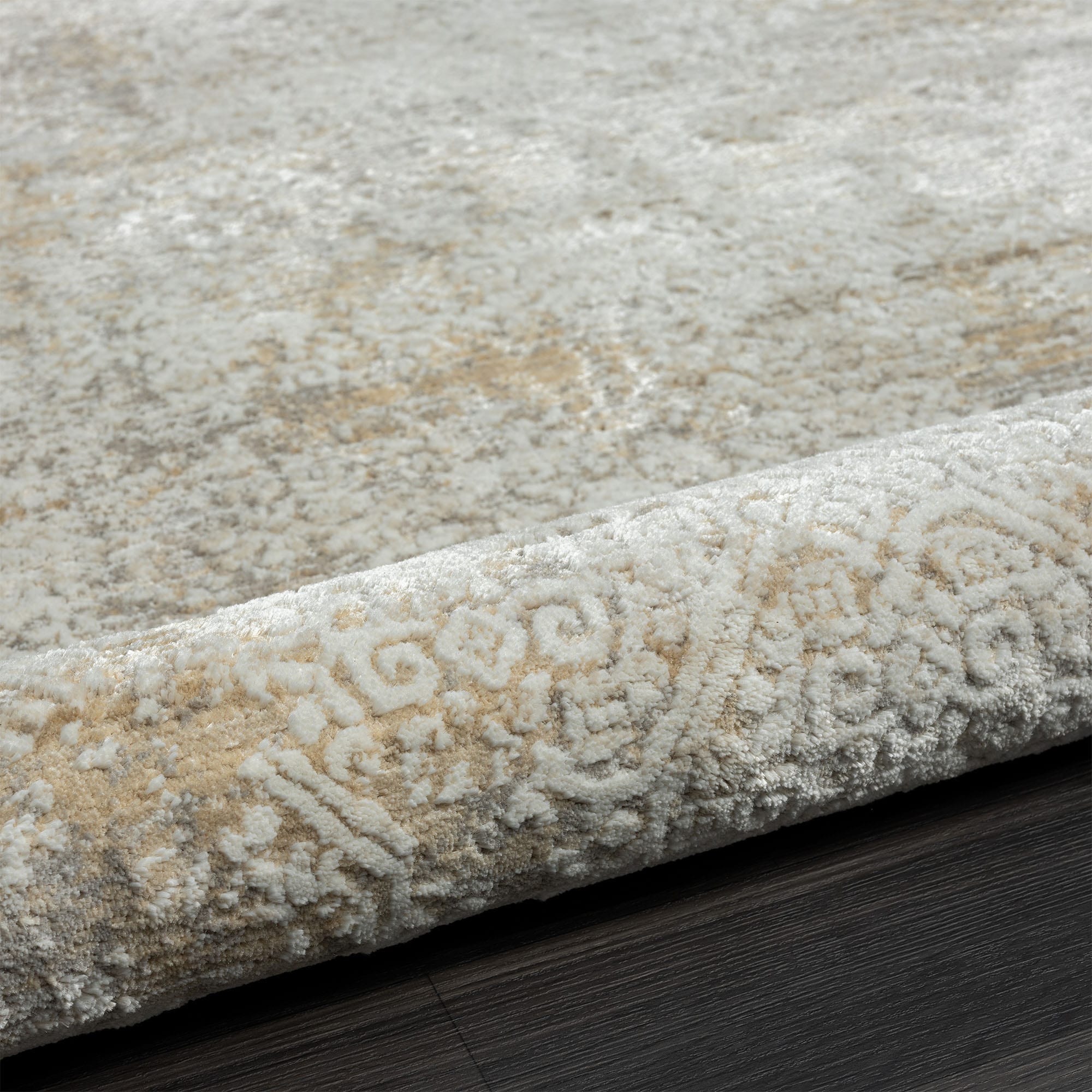 Sydney Gray and Beige Synthetic Rectangular 4' x 6' Area Rug