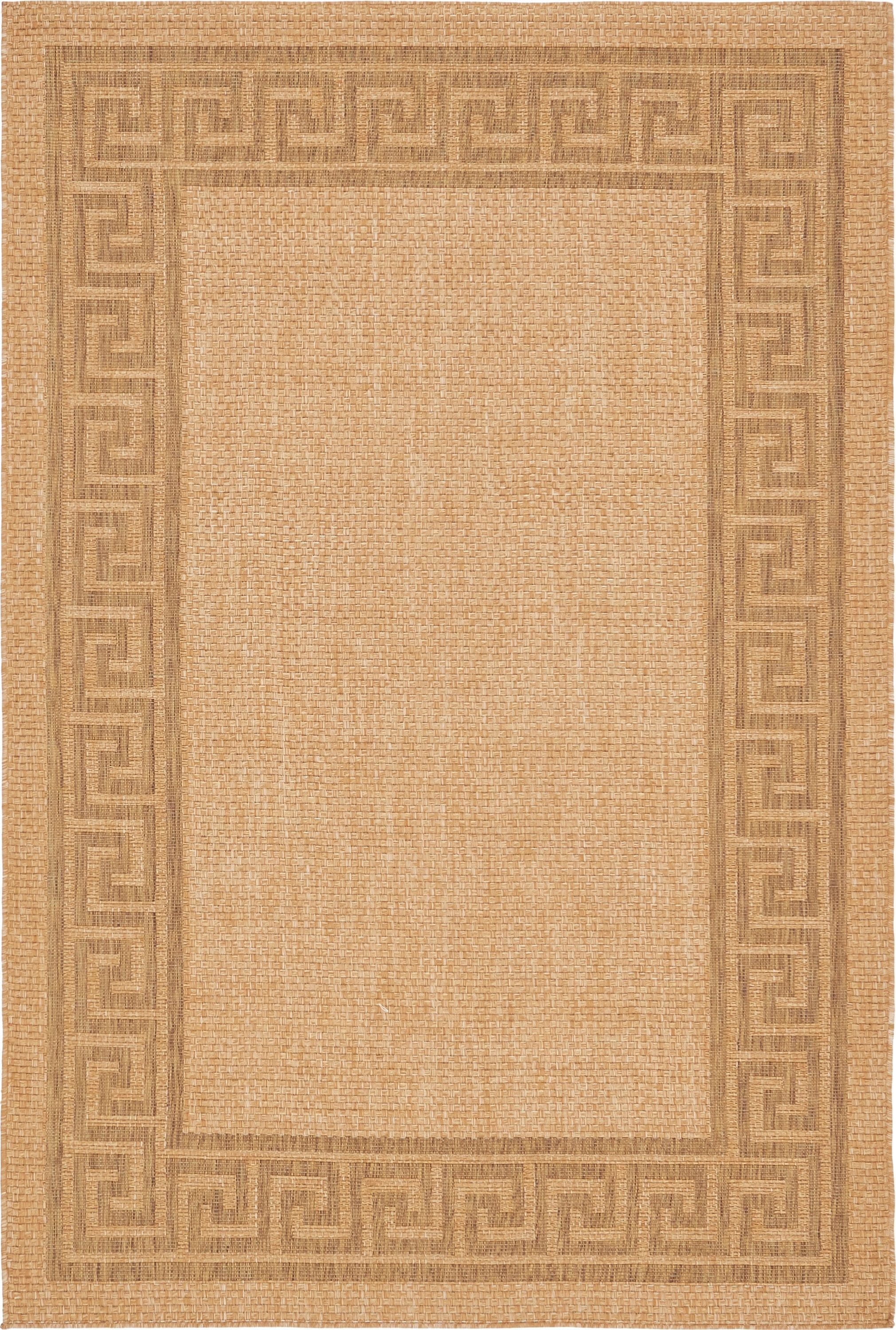 Unique Loom 3140982 Greek Key Outdoor 6 x 9 (ft) Loomed Polypropylene Brown/Tan Rectangular Indoor/Outdoor Geometric Global Area rug