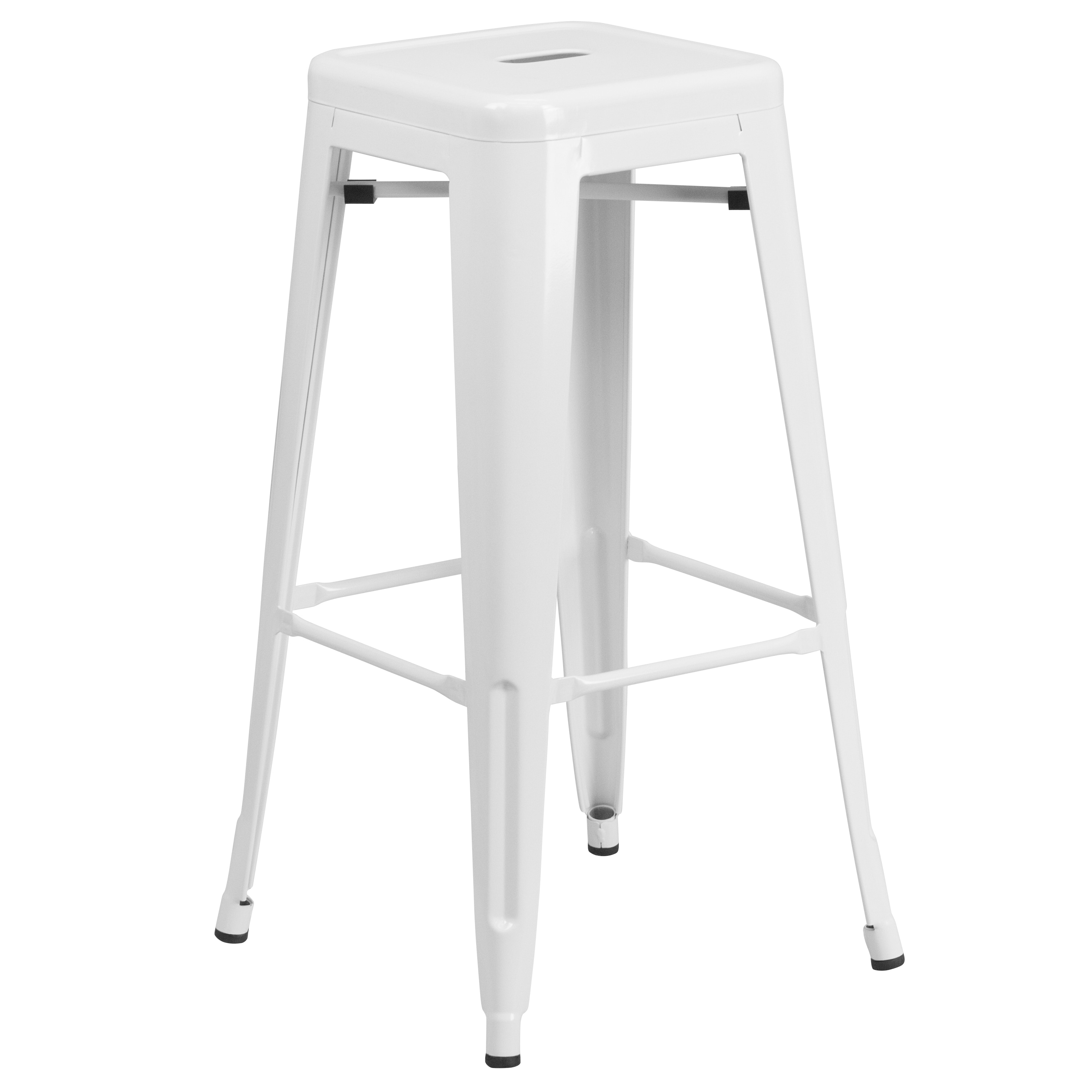 Flash Furniture 889142002871 Kai White 30.0-in H Bar height Square seat Stackable Metal Bar Stool