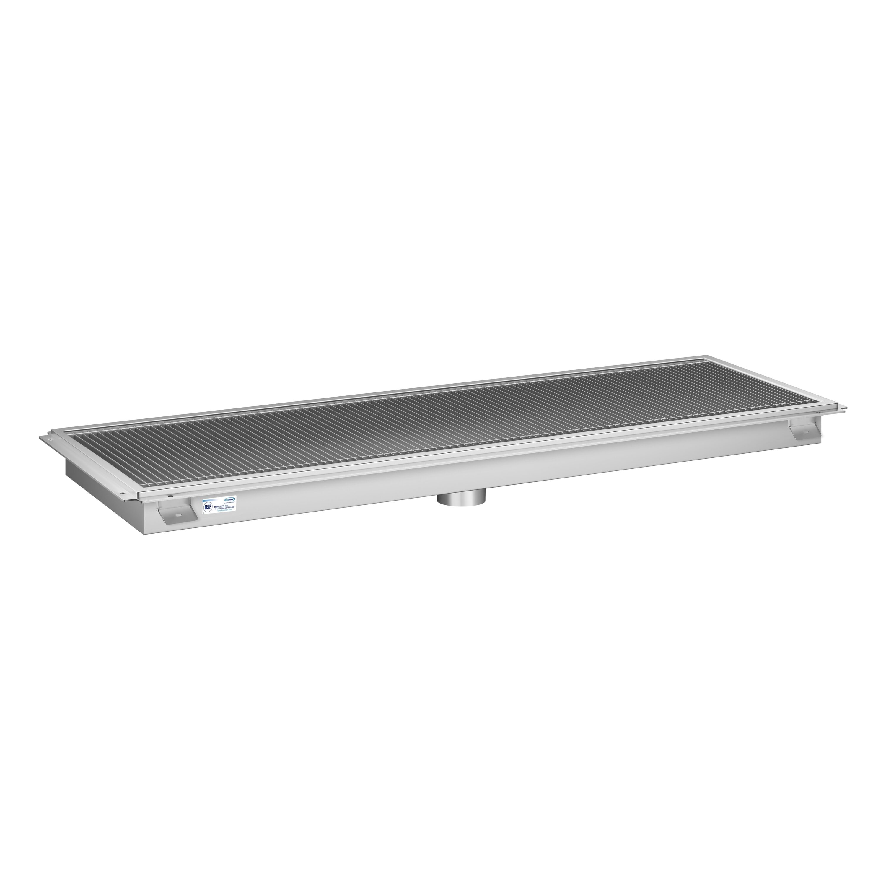 KoolMore LOW-KM-FTG-1860 18" x 60" Stainless Steel Floor Trough Drain, 14-Gauge with Subway-Style Grating & Removable Drain Basket, NSF Listed (KM-FTG-1860)
