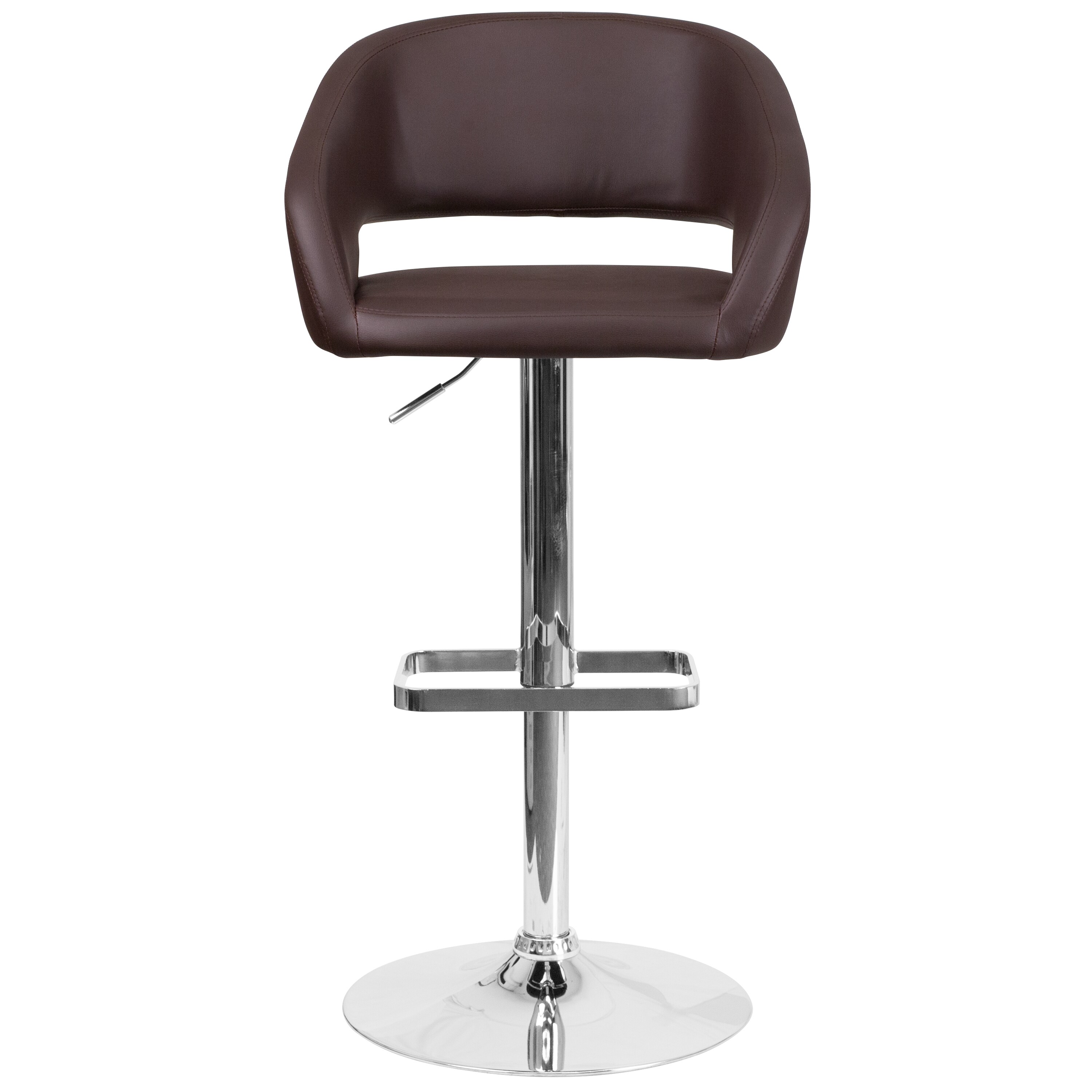 Erik Brown Vinyl Adjustable Swivel Barstool with Chrome Base