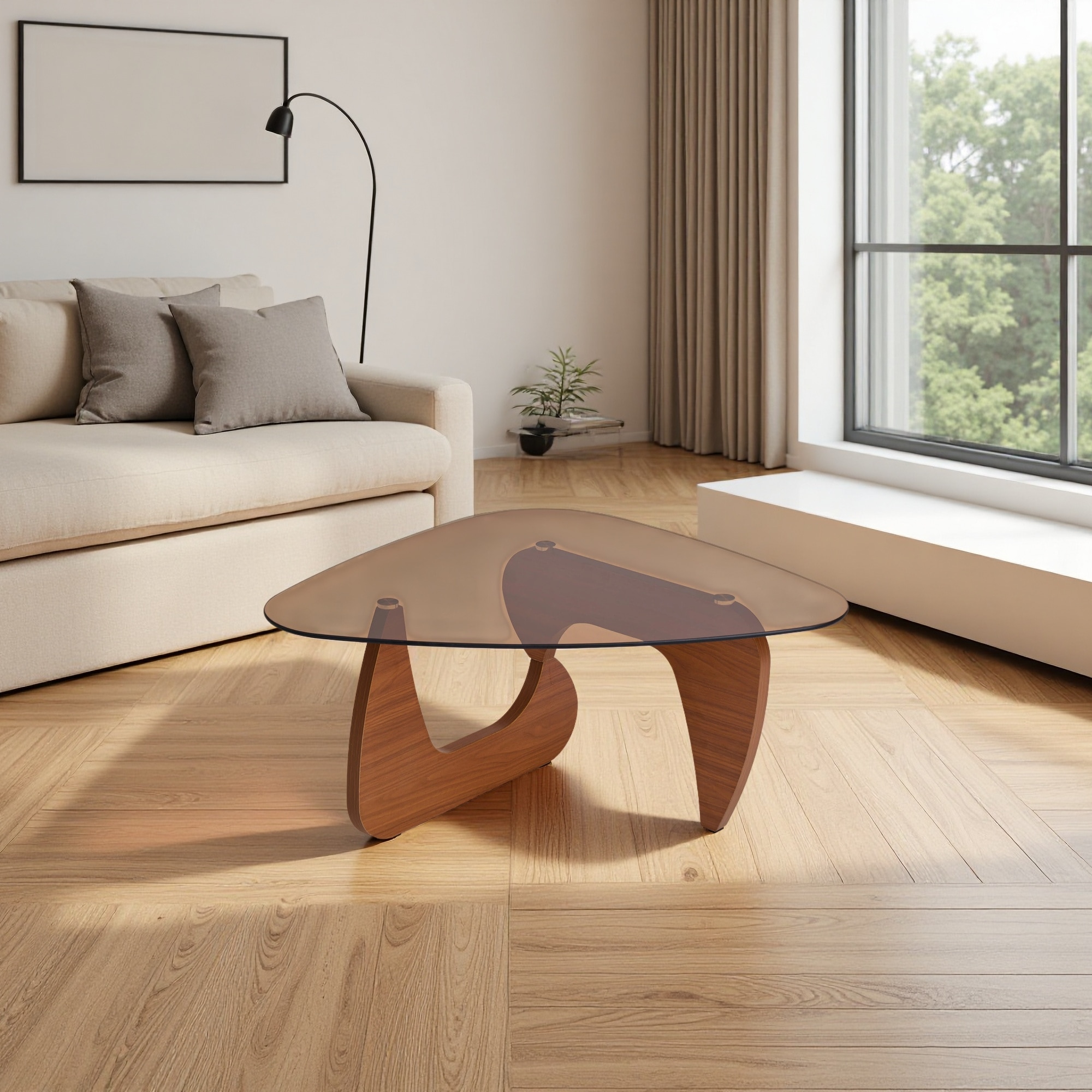zwyo hosimu - 35-in Rectangular Coffee Table with Glass Top Mid-Century Style for Living Room
