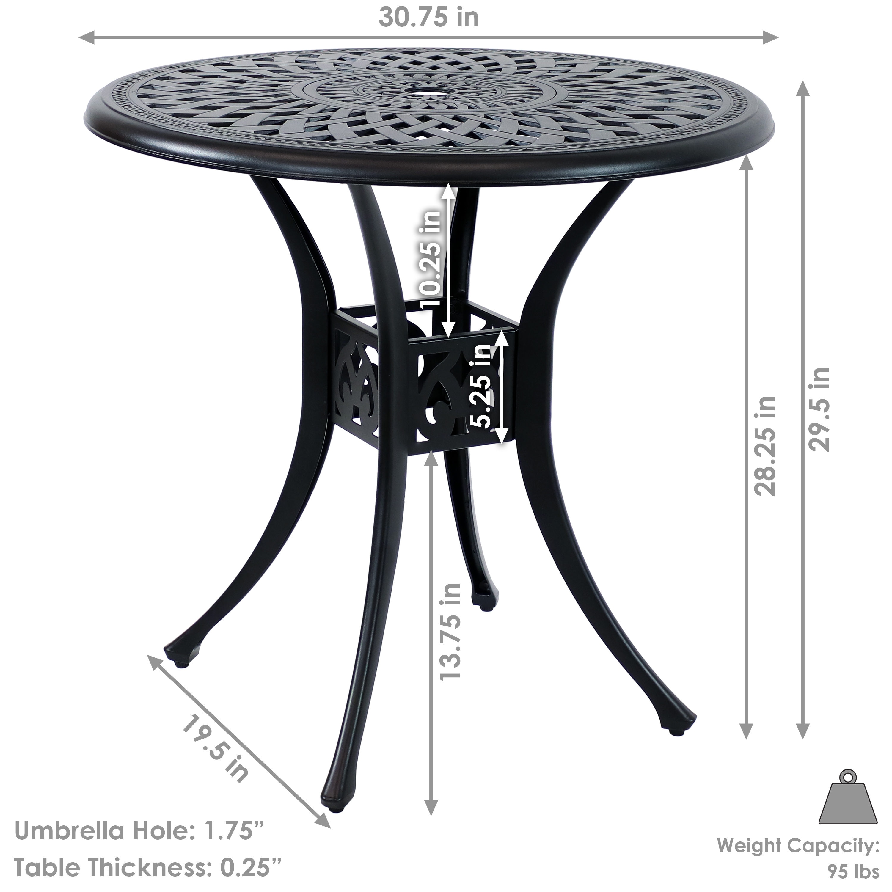 Sunnydaze Decor Round Outdoor Dining Table 30.75-in W x 30.75-in L with ...