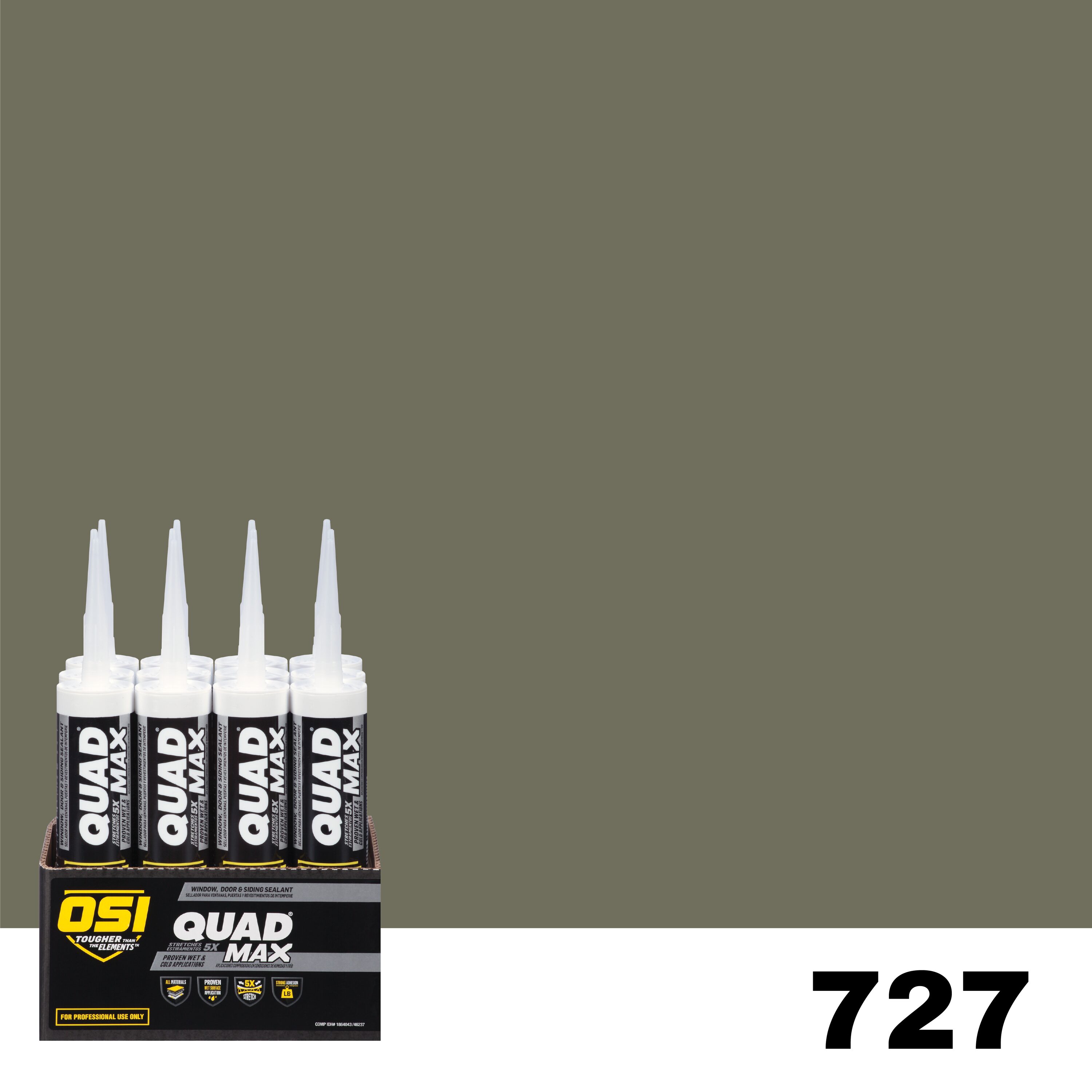 OSI 1869690 Quad Max 12 -Pack 9.5-oz Window door Green 727 Paintable Advanced Sealant Caulk