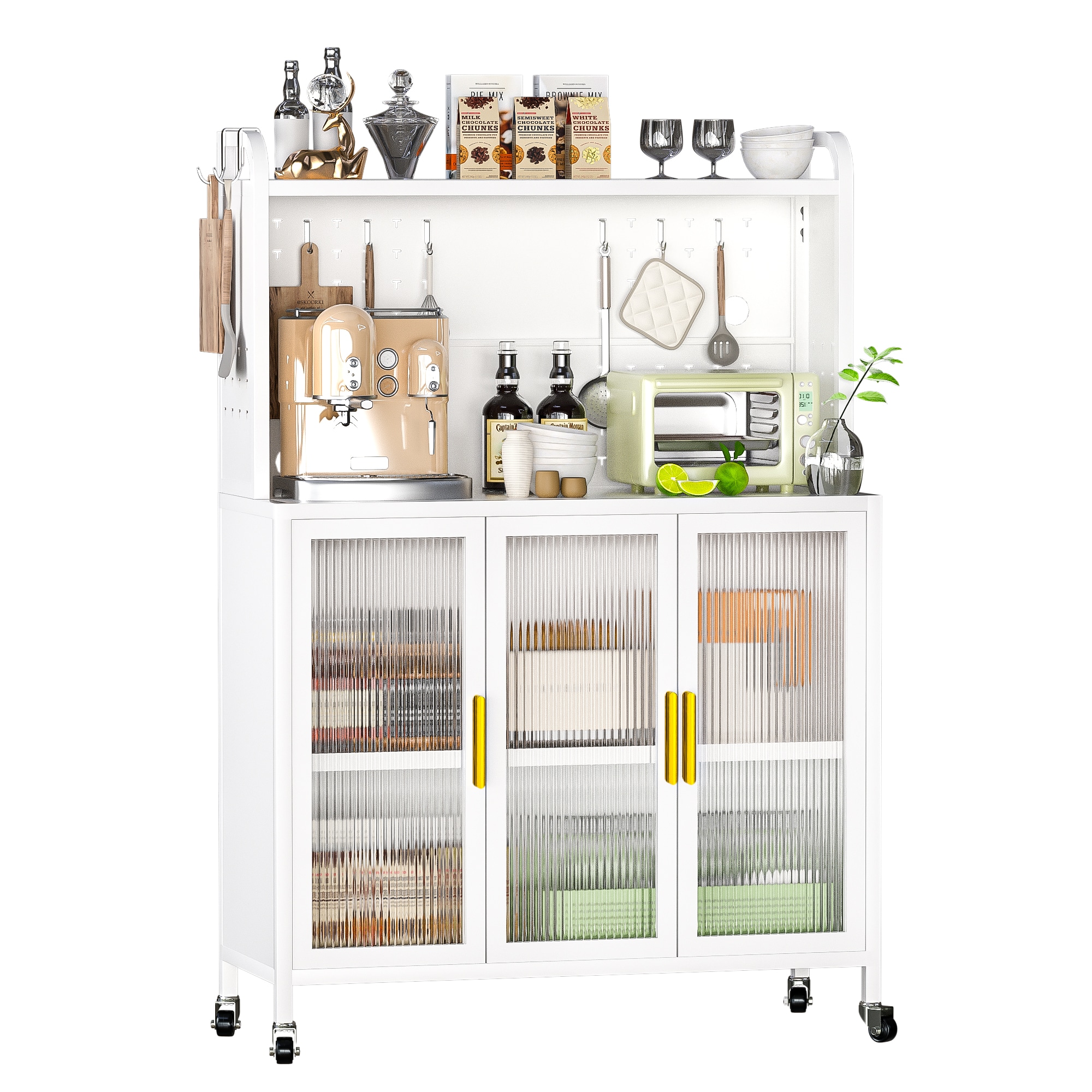 Siavonce XH94041 39.37-in W x 56.14-in H Iron White Freestanding Utility Storage Cabinet