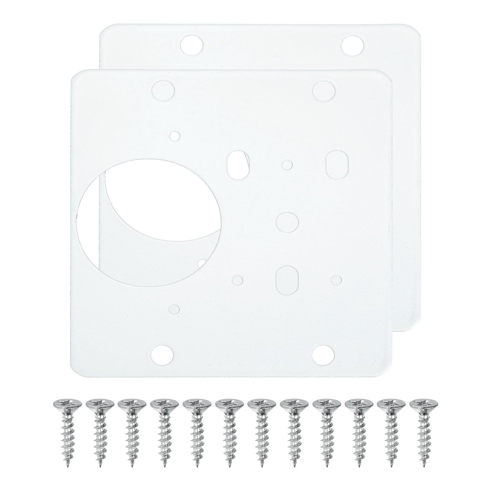Unique Bargains Cabinet Hinge Repair Plate 2 Set 85mm/3.35inch Stainless Steel Kitchen Cupboard Door Hinge Repair Plate Kit Includes Fixing Screws for Wooden Kitchen Cabinet Doors White