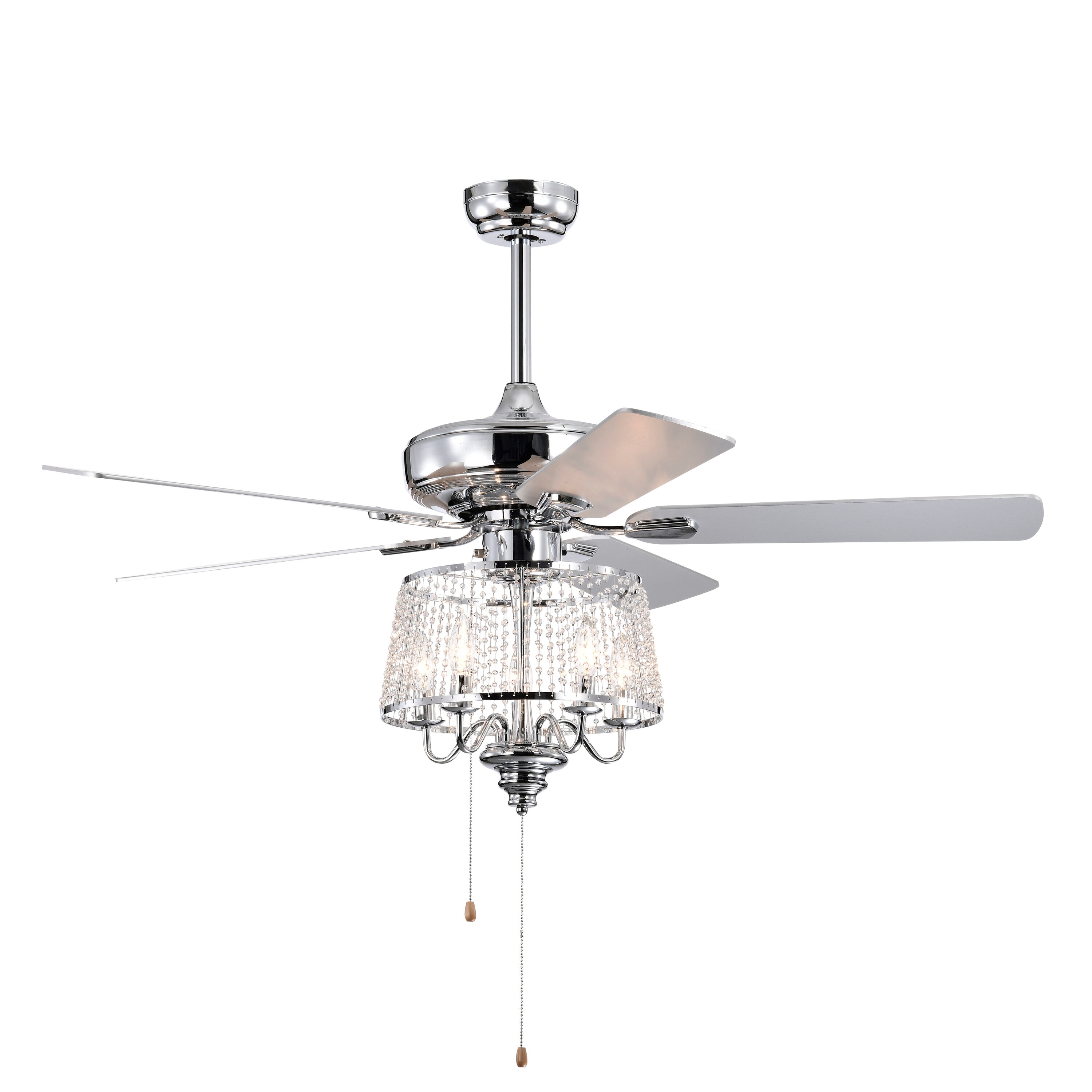 Bayfeve BFHM-22690-CF Adjustable Speed 52-in Outdoor Chrome with Polywood Blades Chandelier Ceiling Fan With Light ( 5 -Blade )